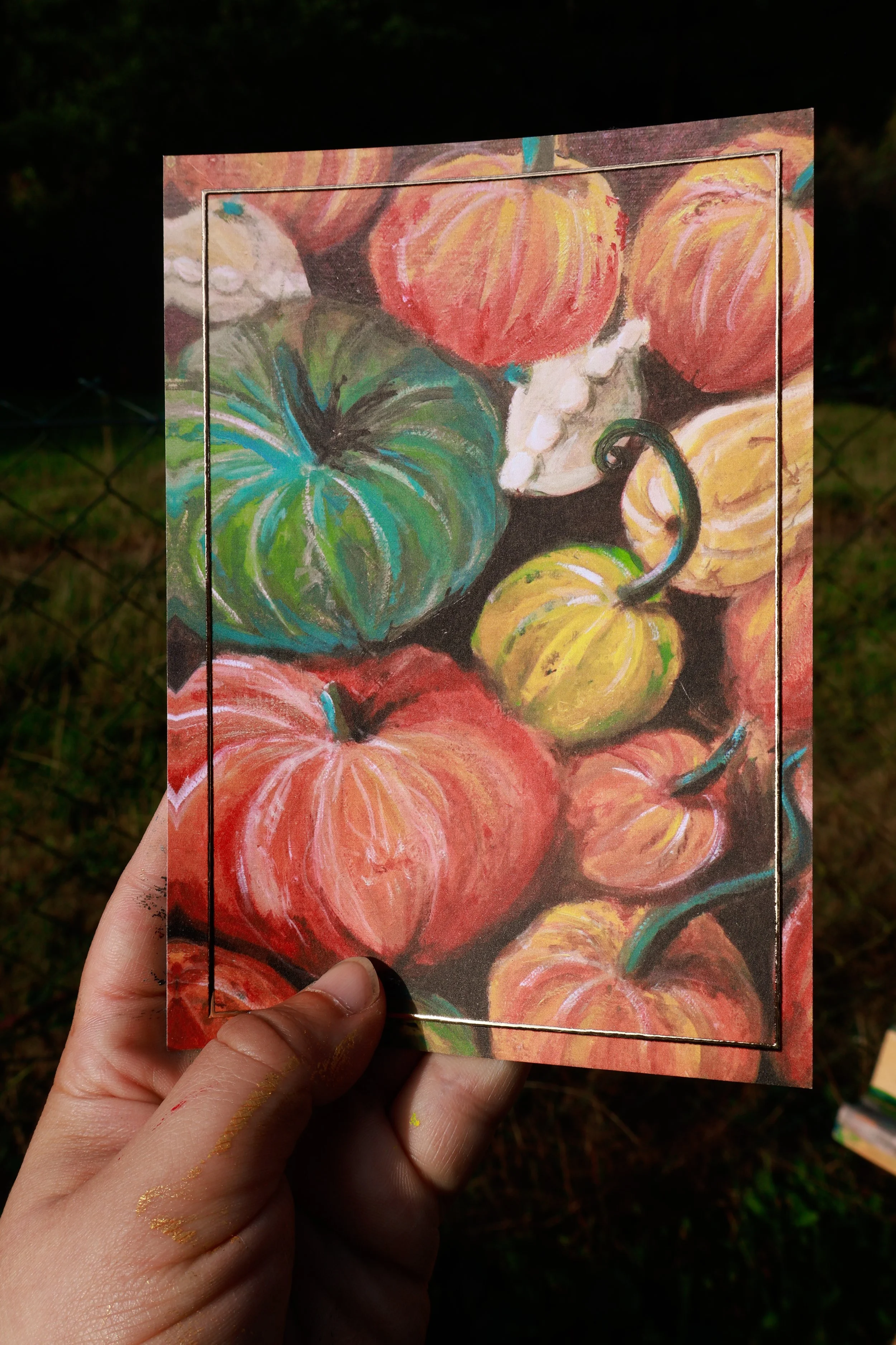 Herbst Postkarte mit Goldrand