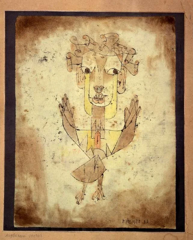 Paul Klee, Angelus Novus (New Angel), 1920. Oil transfer and watercolor on paper, 12.5 by 9.53 inches. Courtesy of the Israel Museum, Jerusalem, Israel.