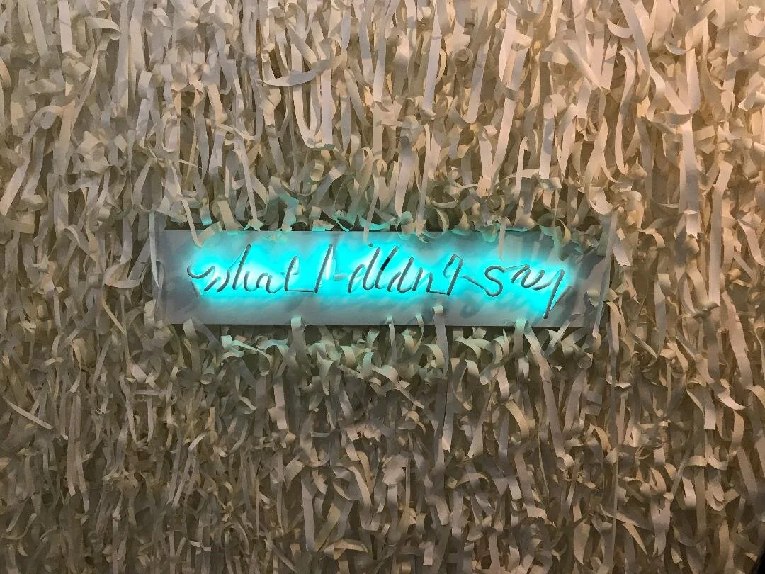 Rachel Lee Hovnanian, WIDS, 2019. Neon and artist tape. Courtesy of the artist and Leila Heller Gallery.