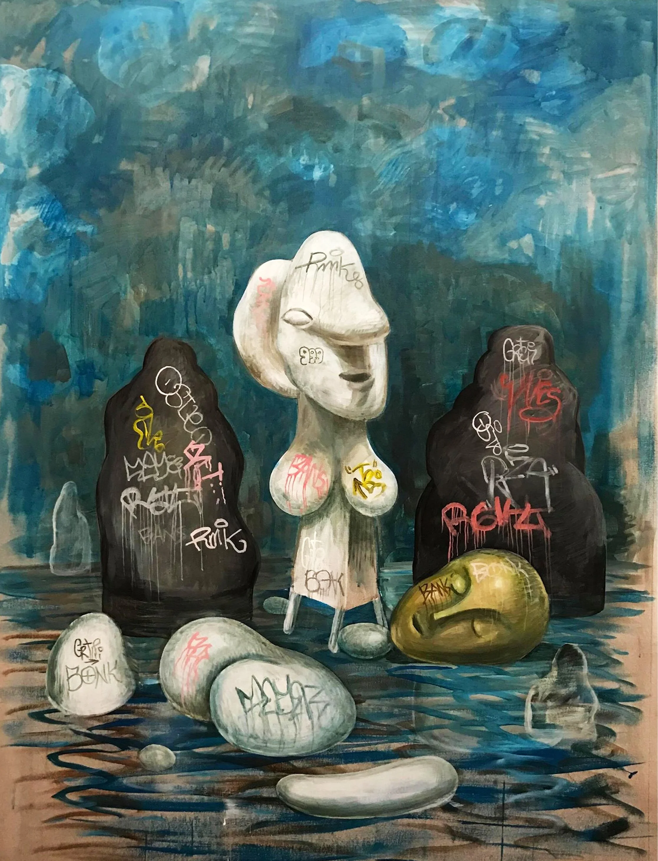 Noah Becker, Still Life, 2019-20. Acrylic on canvas, 48 by 36 inches. Courtesy of the artist.