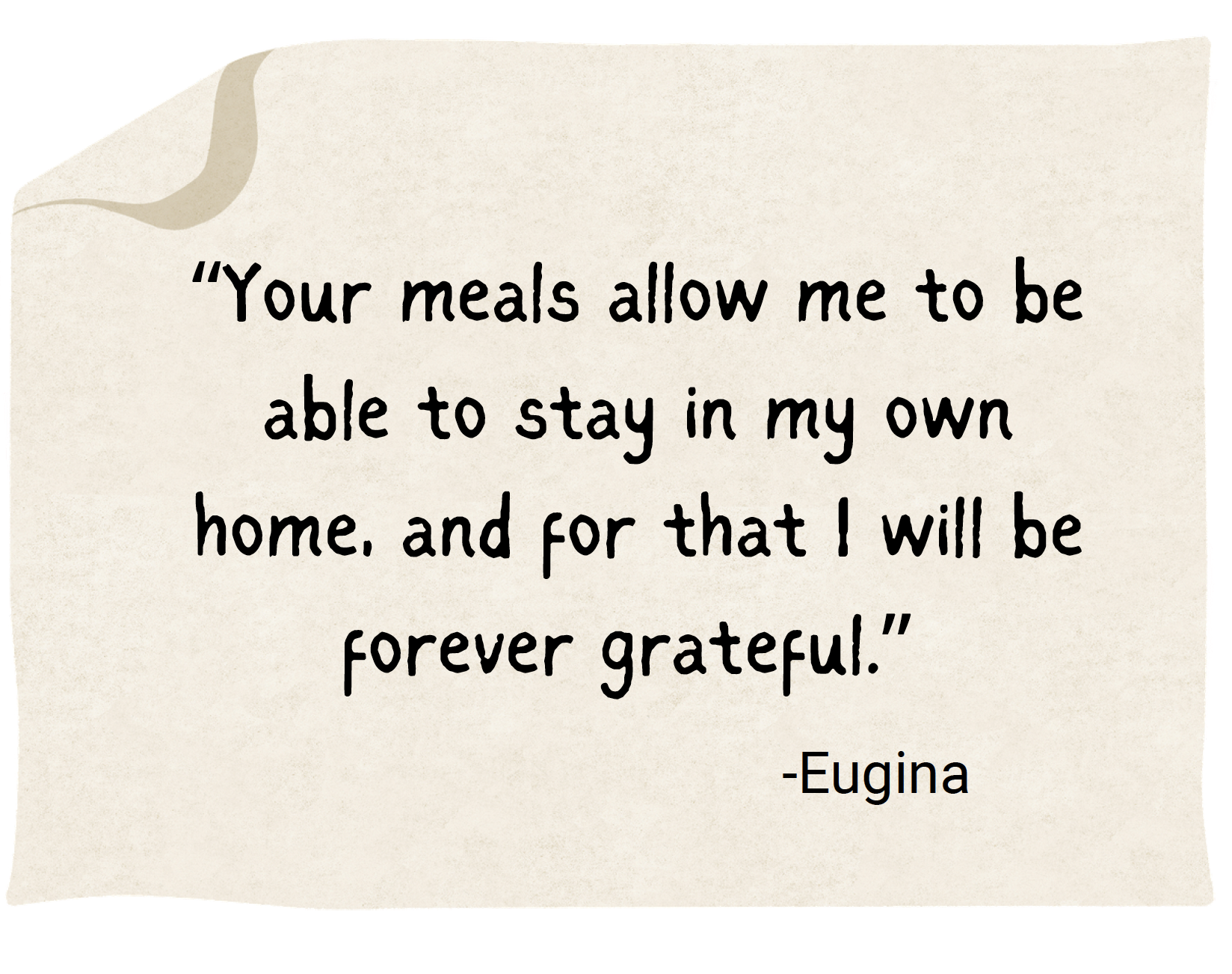 A quote from a lady written on a fake note pad