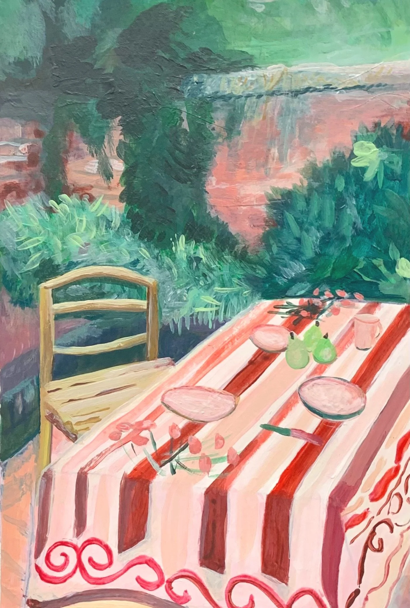 still life sceneinspired by david hockney matisse and ellajane table cloth