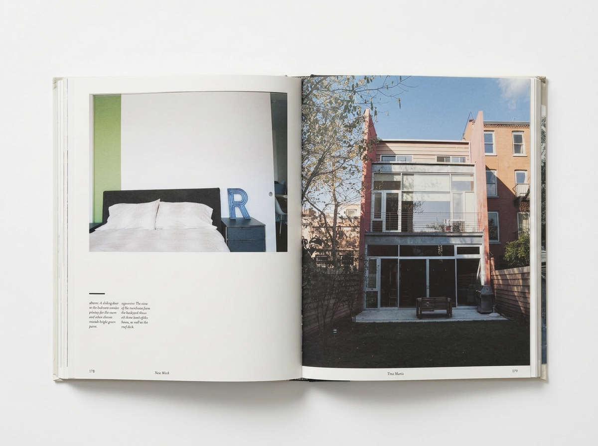 Wood-slat clad Boerum Hill, Brooklyn townhouse by Tina Manis, with garage and rental entrance concealed in the facade