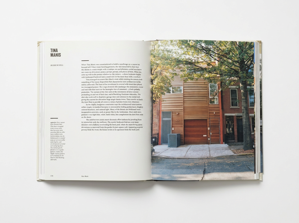 Wood-slat clad Boerum Hill, Brooklyn townhouse by Tina Manis with garage and rental entrance concealed in the facade