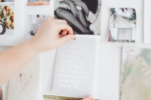 vision board with images and quote