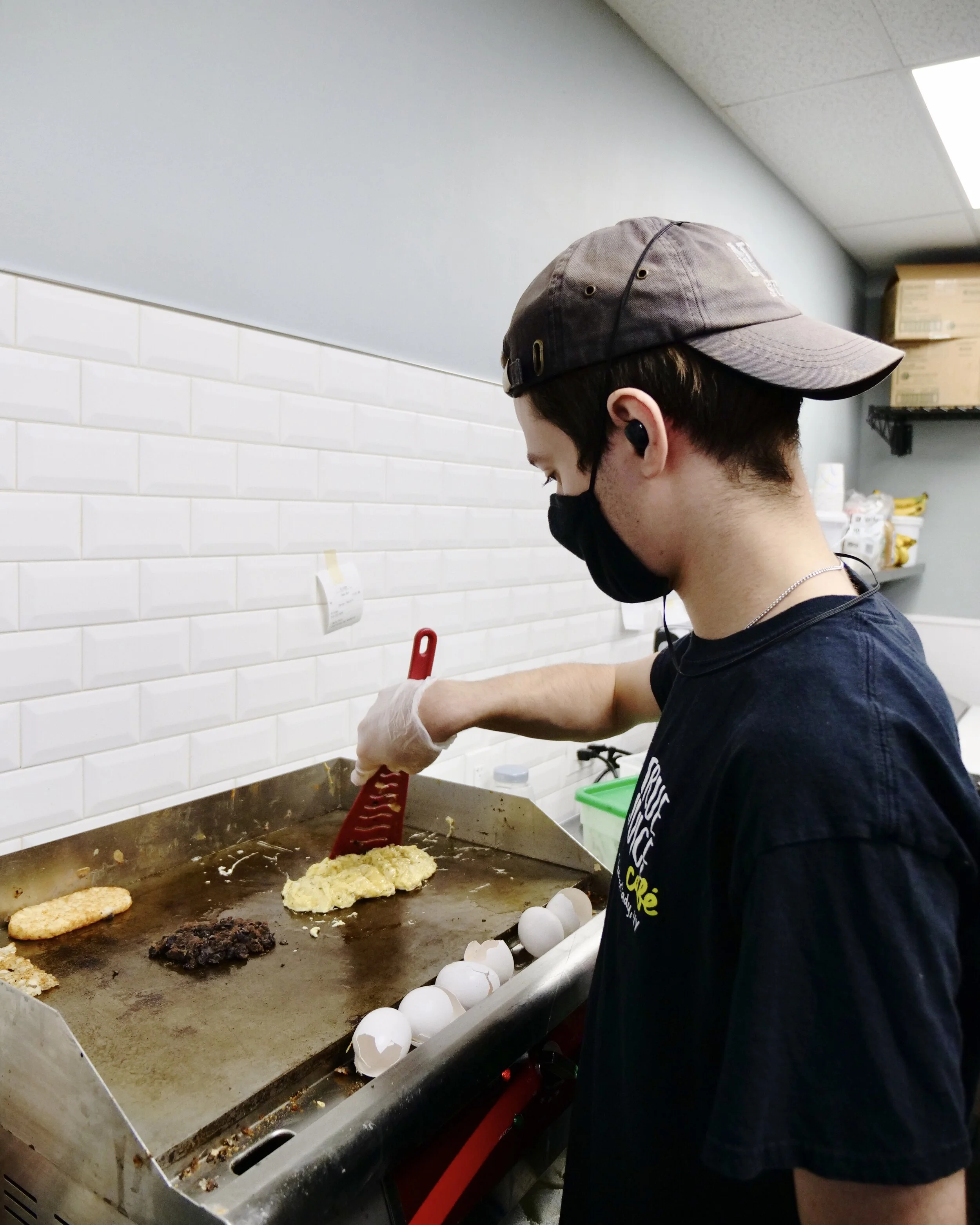 Cooking up a fresh egg sandwich