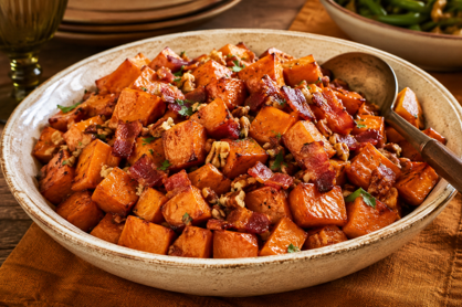 Vermont Maple Bacon Glazed Sweet Potatoes 