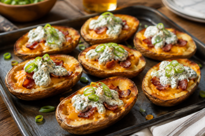 Garlic Bacon Ranch Loaded Potato Skins