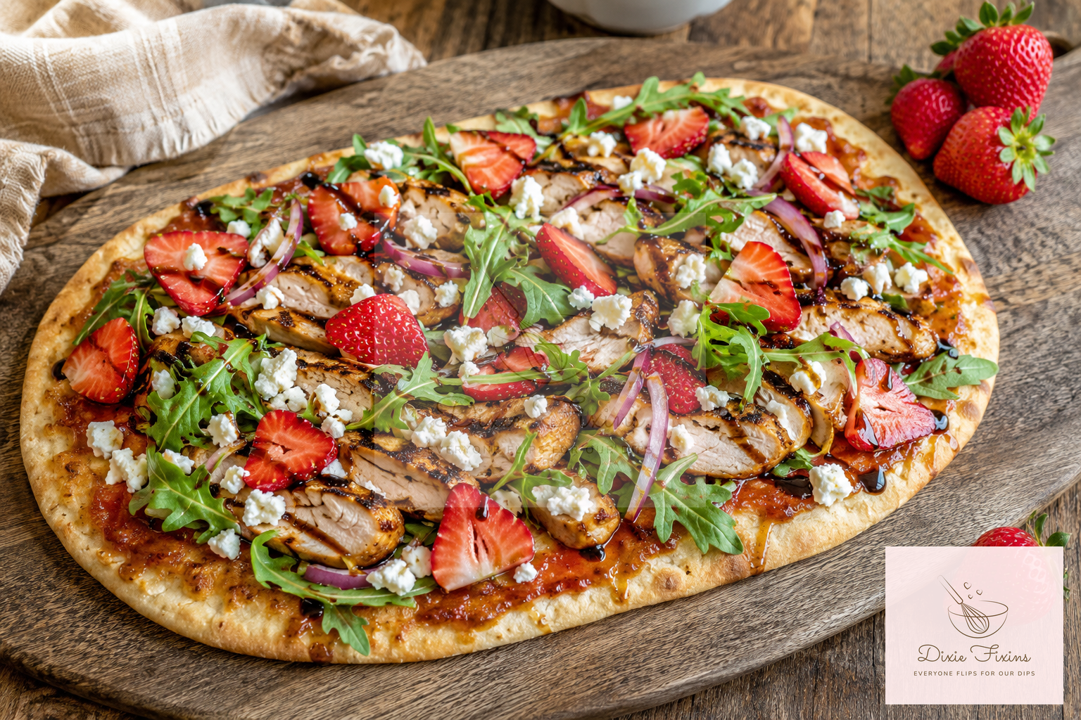 Strawberry Jalapeno Glazed Chicken Flatbread