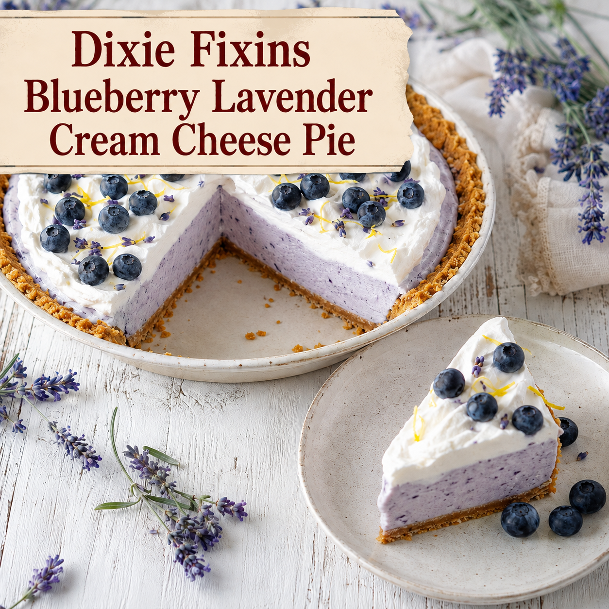 Dixie Fixins Blueberry Lavender Cream Cheese Pie