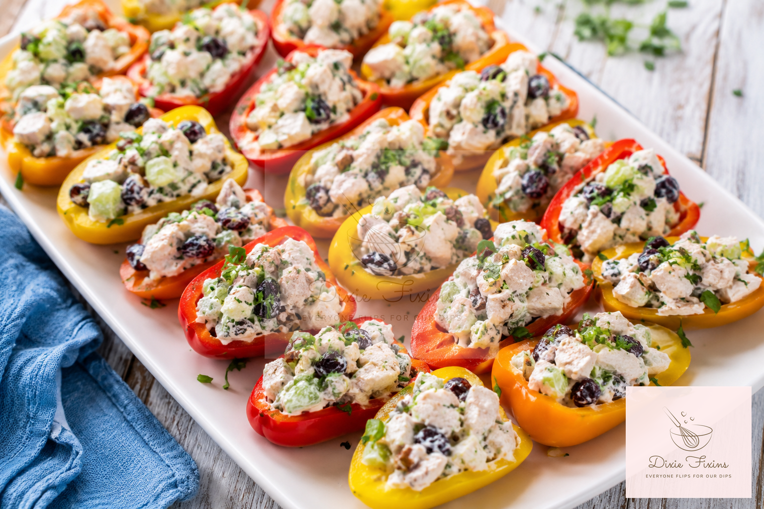 Blueberry Chicken Salad Stuffed Mini Peppers
