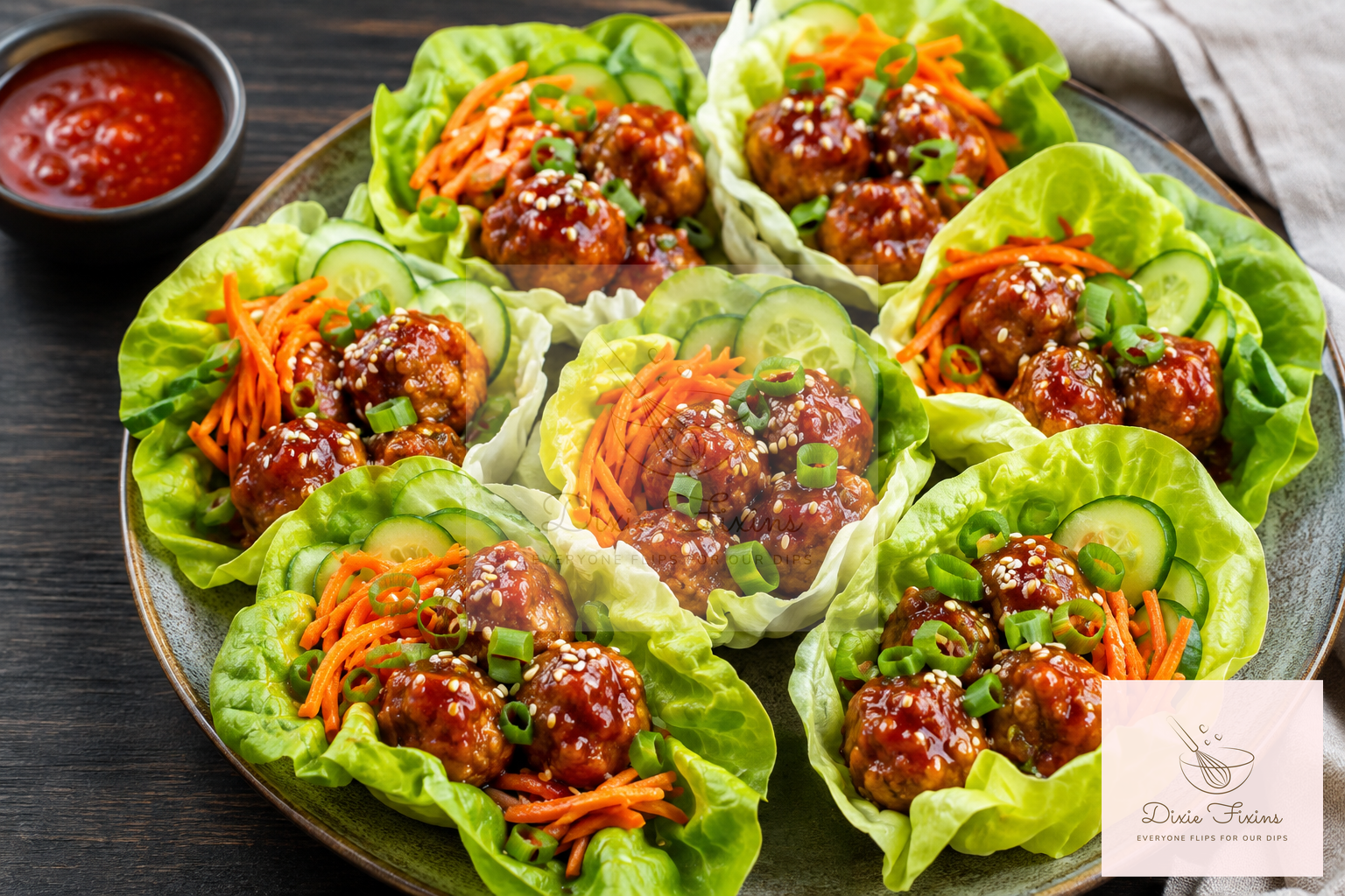 Sriracha Sweet Heat Turkey Meatball Lettuce Wraps