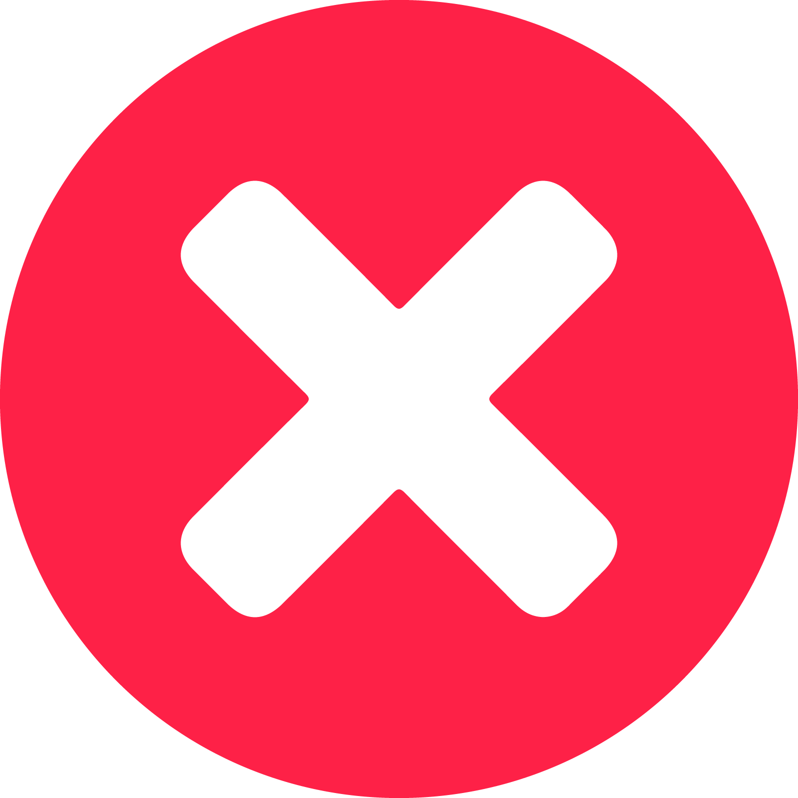 Red circle with a black X mark in the center.