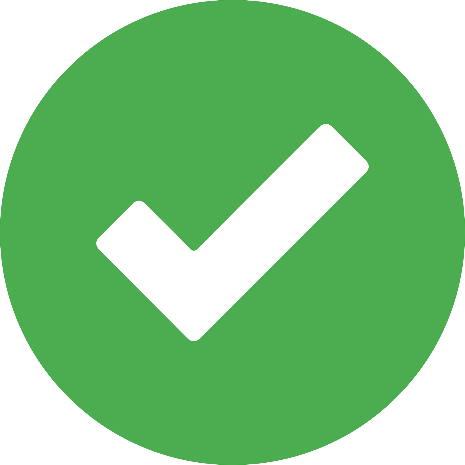 Green circle with a black checkmark in the center.