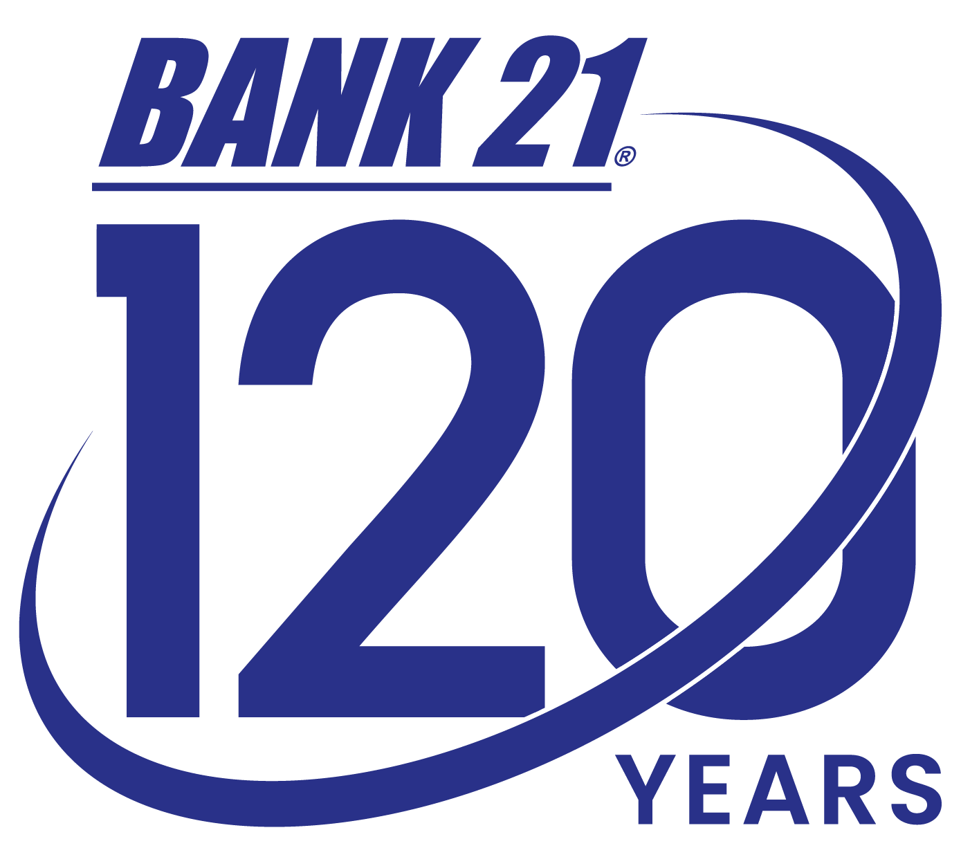 Logo for Bank 21 celebrating 120 years.