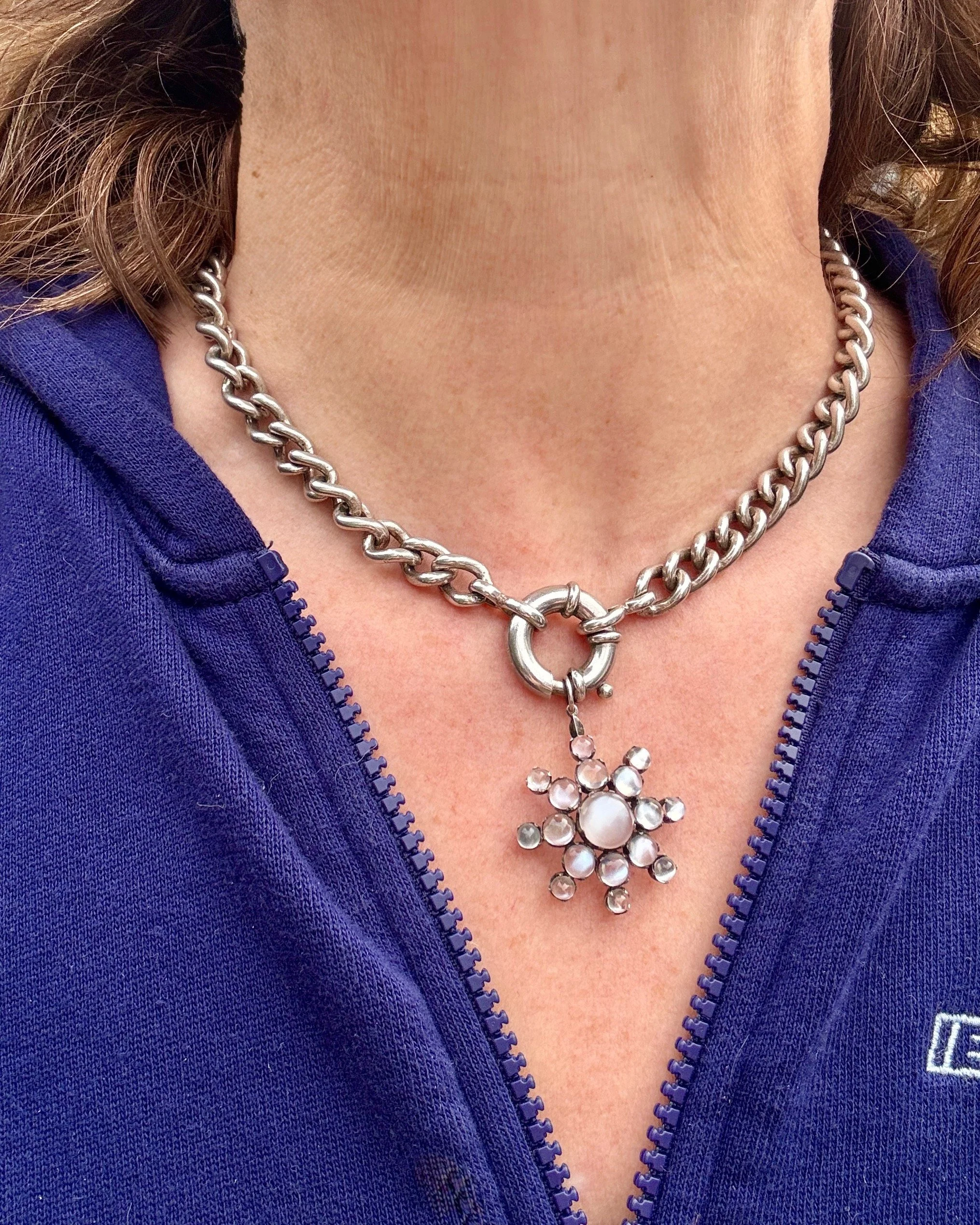 Antique Statement Curb Chain with Large Bolt Ring, Silver