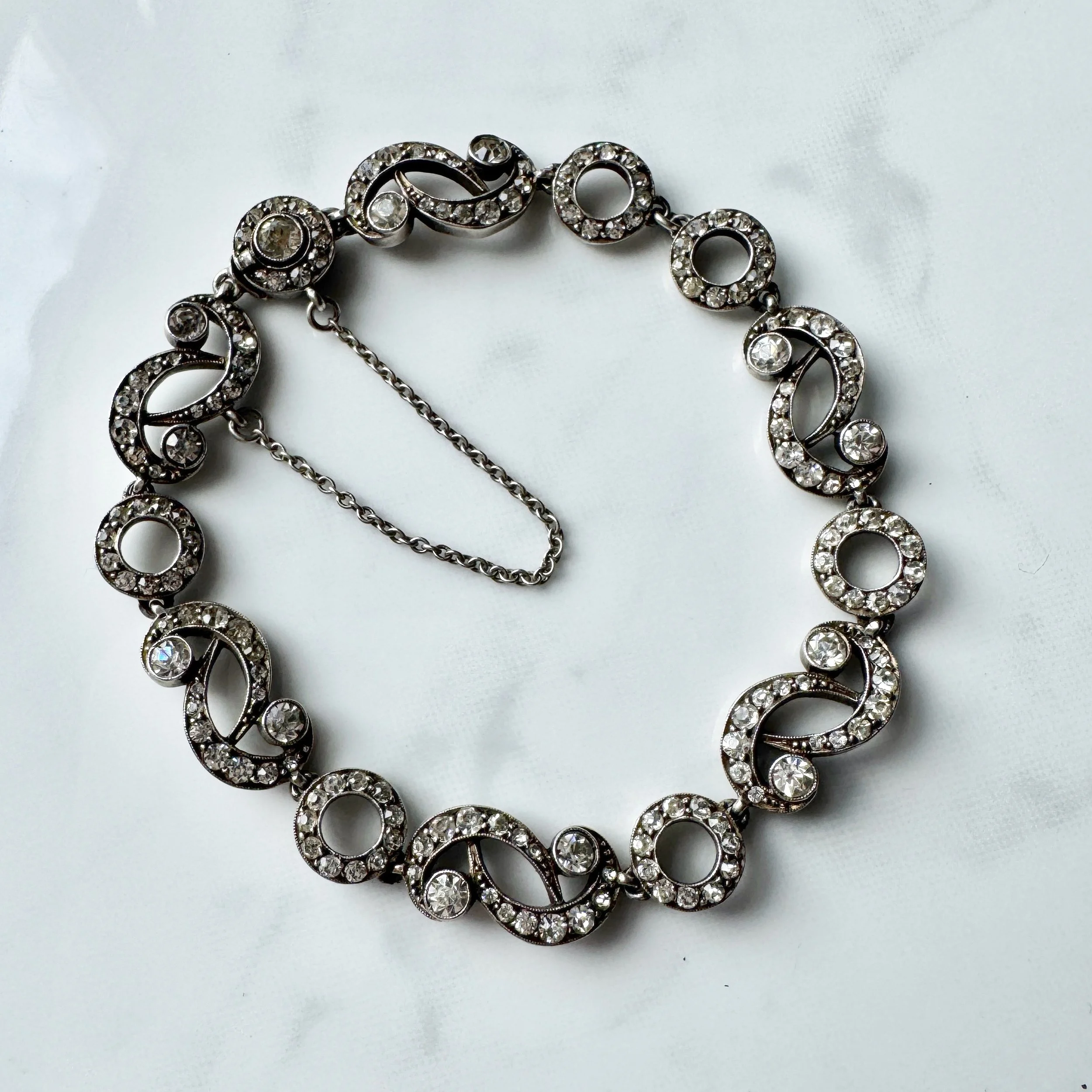 Antique Paste Circle Bracelet,  Silver
