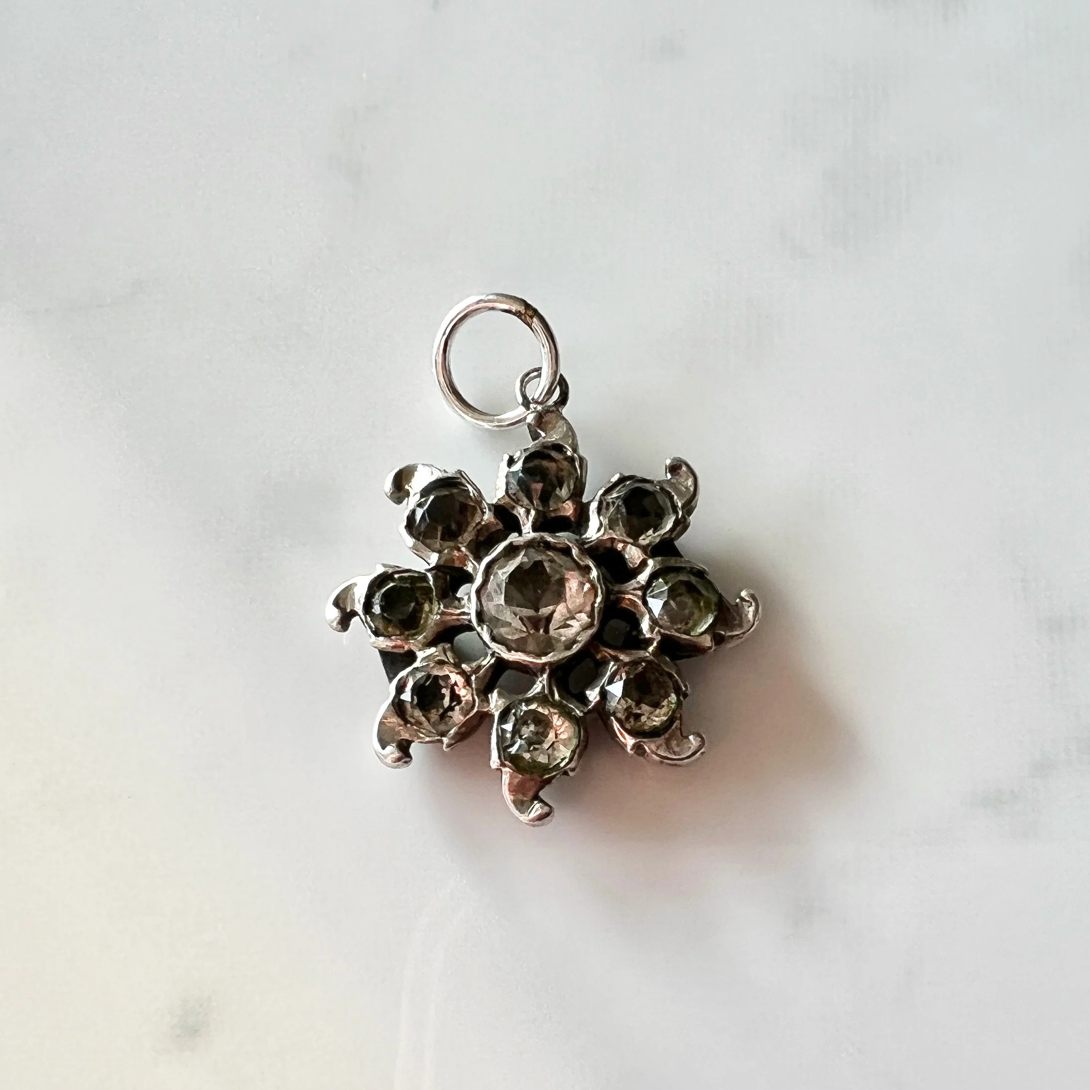 A Georgian Black Dot Paste Star Pendant in Silver