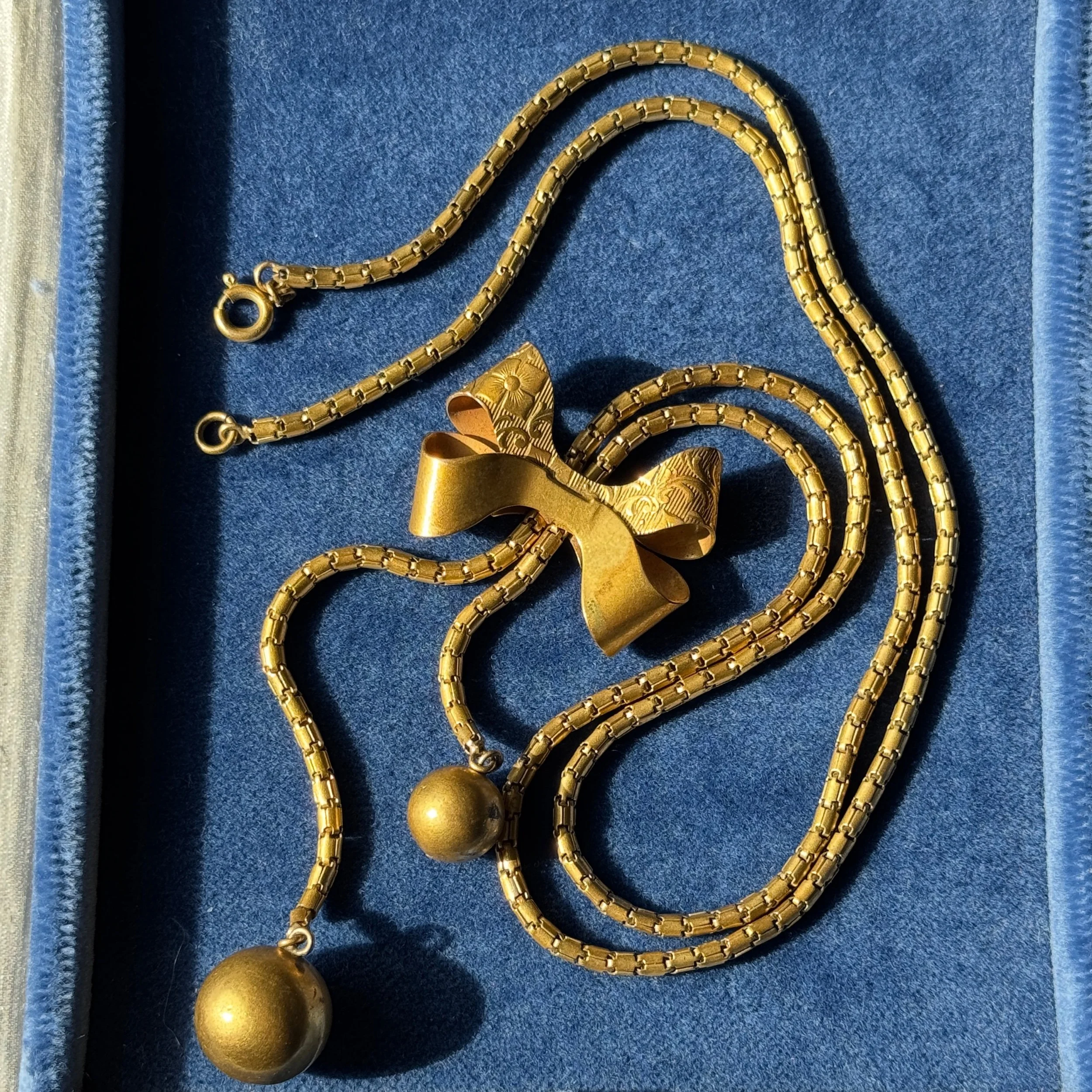 An Antique Double Orb Necklace in Pinchbeck