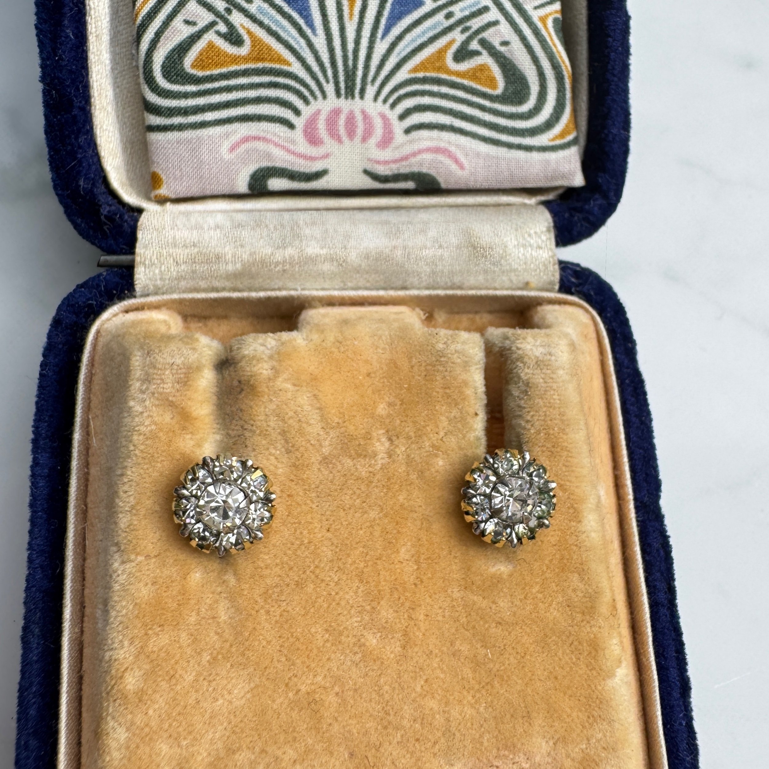 Paste Cluster Earrings, 9ct