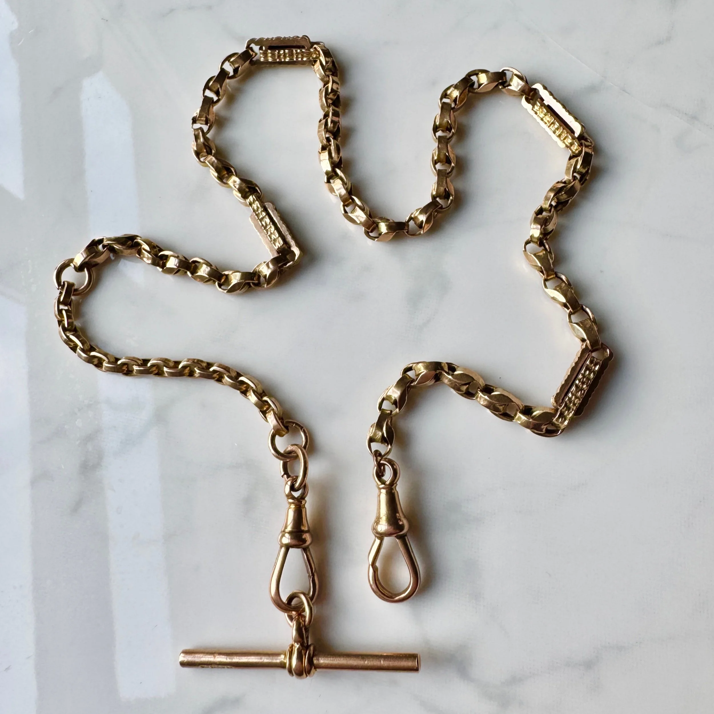 18.5" Antique Fancy Link Albert Chain, 9ct