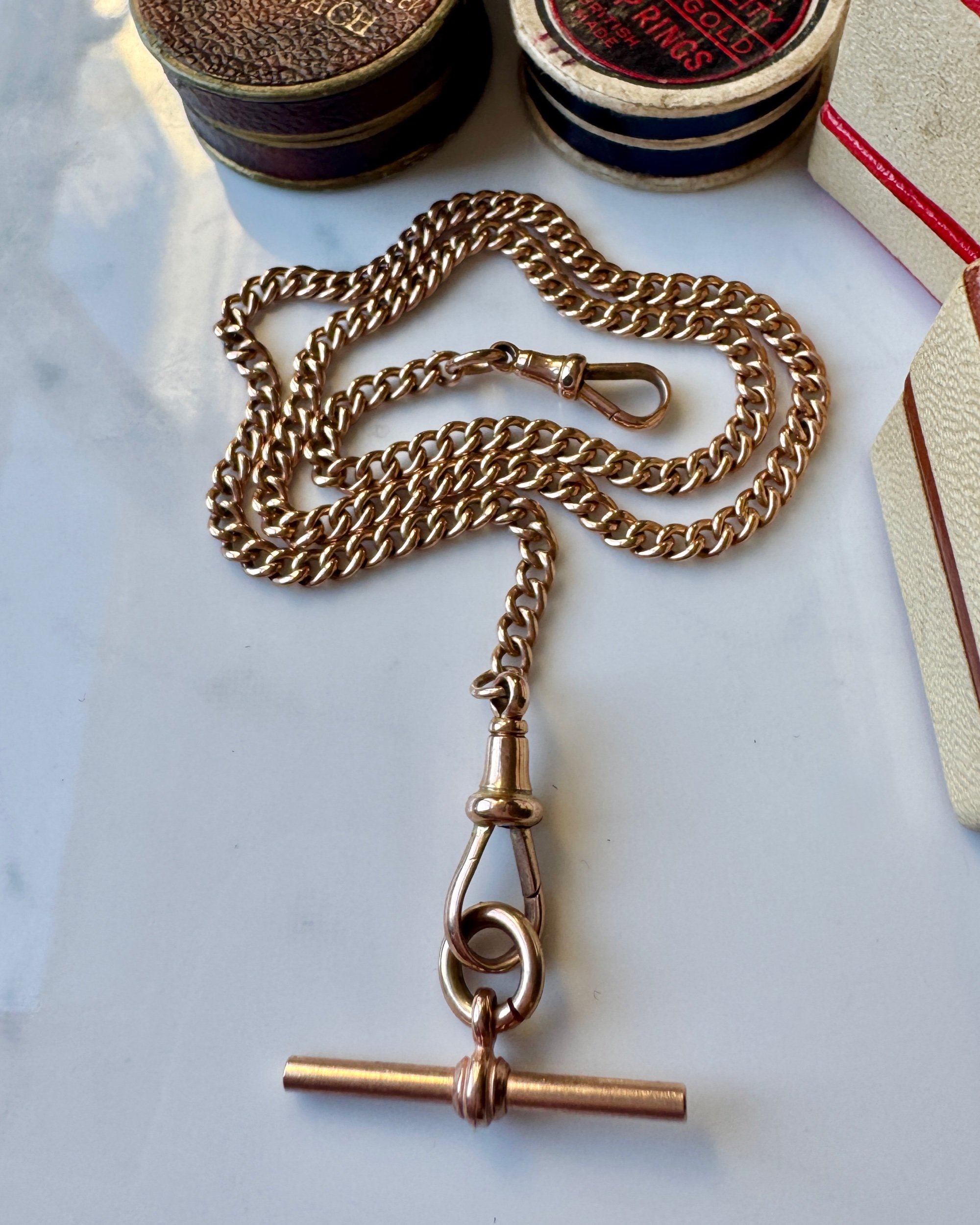 15.75" Antique Curb Albert Chain with Detachable T Bar