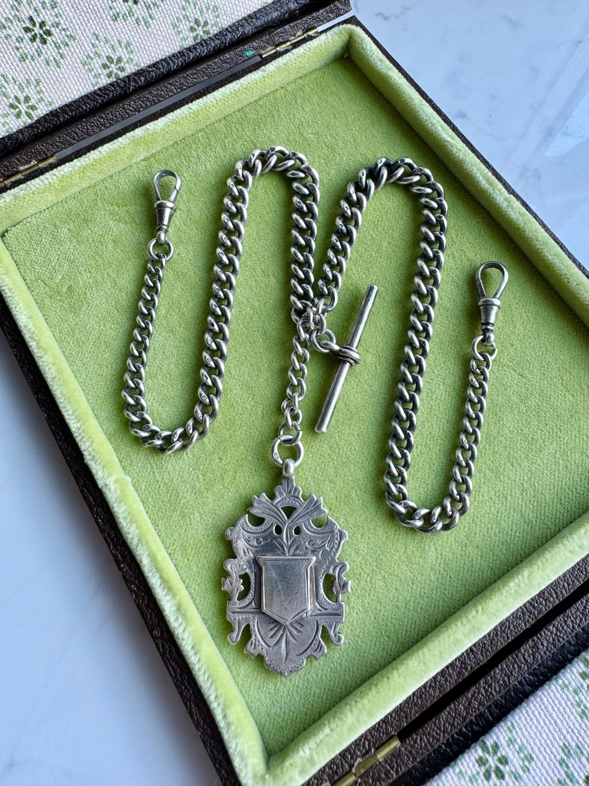 Edwardian Silver Double Albert Chain,