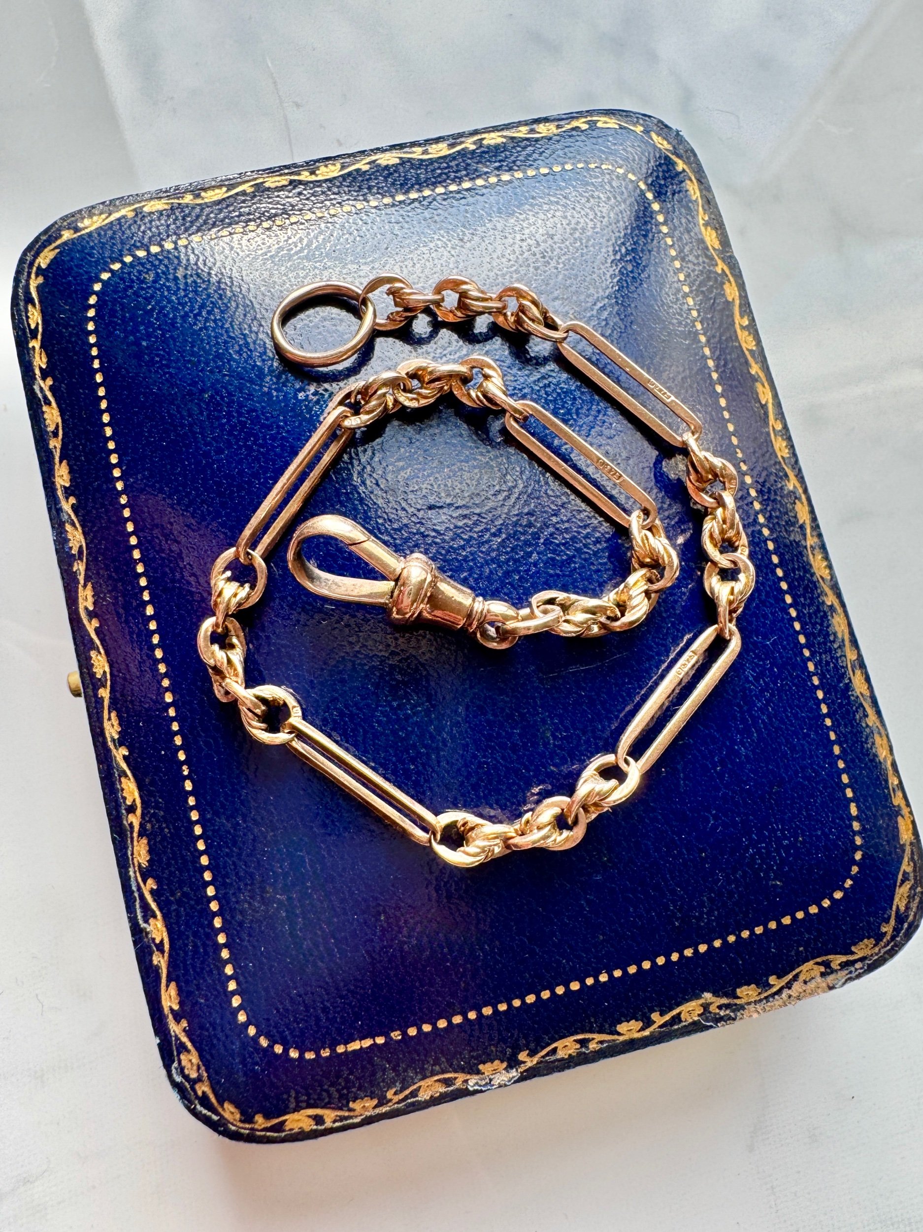 Antique Trombone & Lovers' Knot Link Bracelet, 9ct