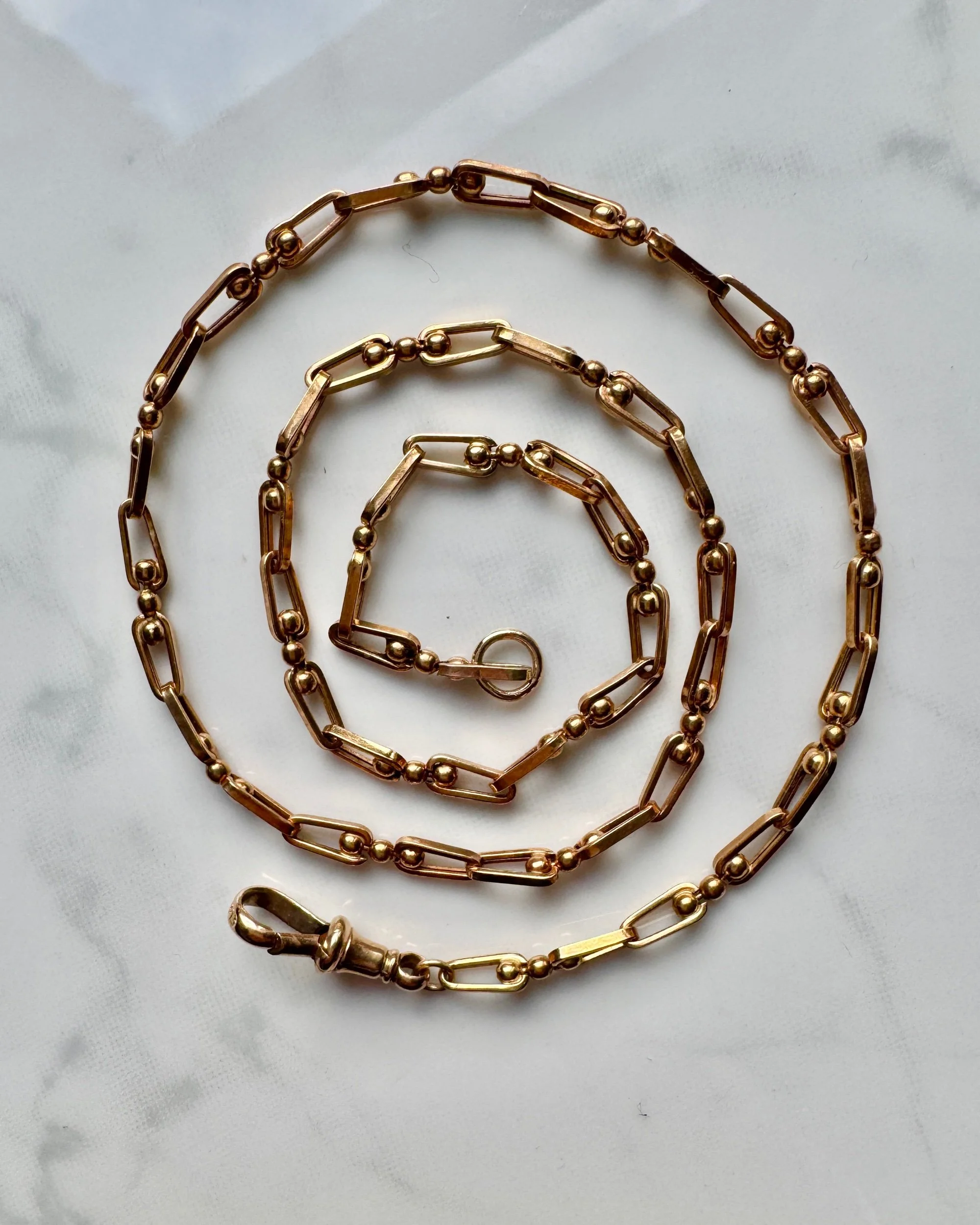 17.75" Fancy Link Chain with Dog Clip,  9ct