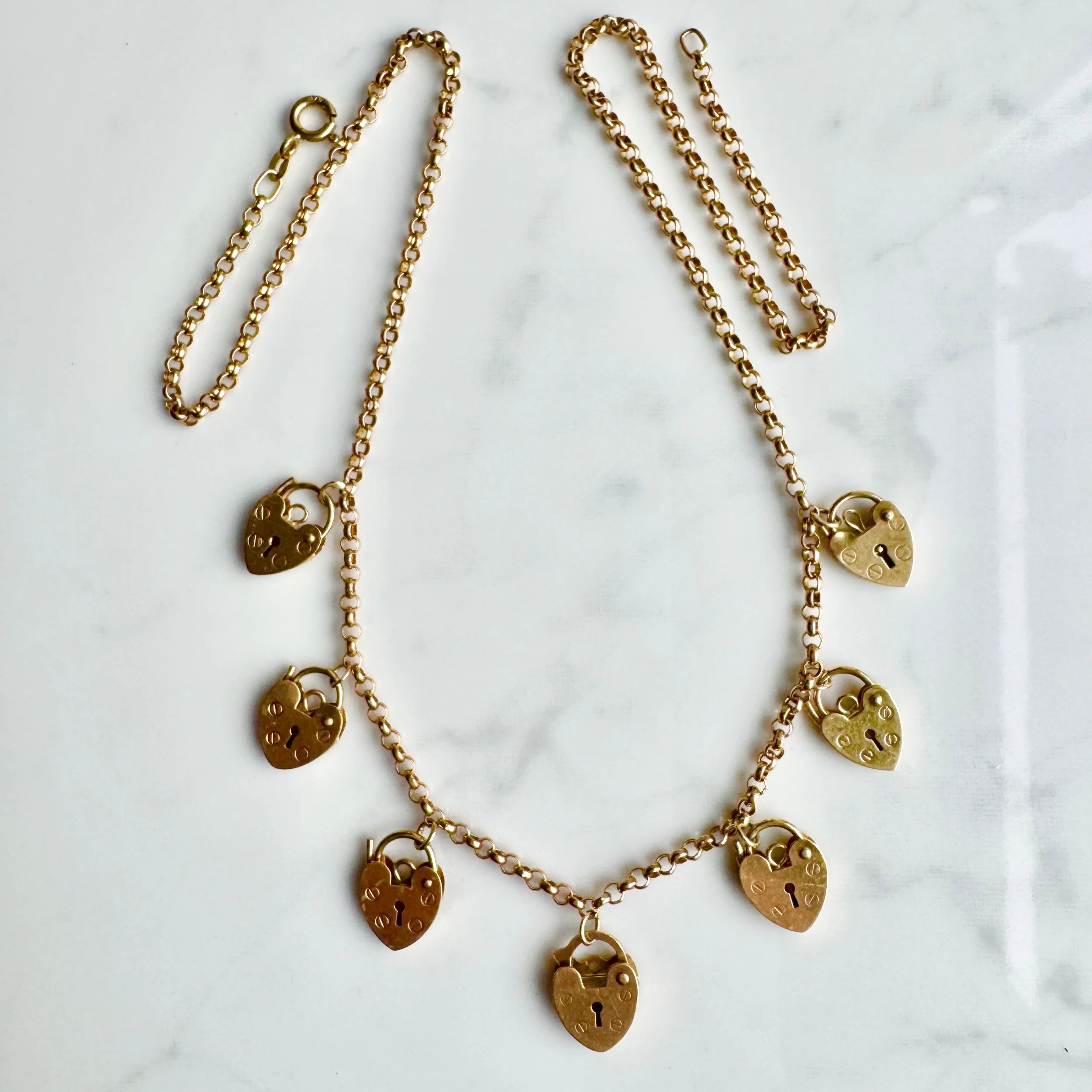 Baby Heart Padlock Necklace, 9ct