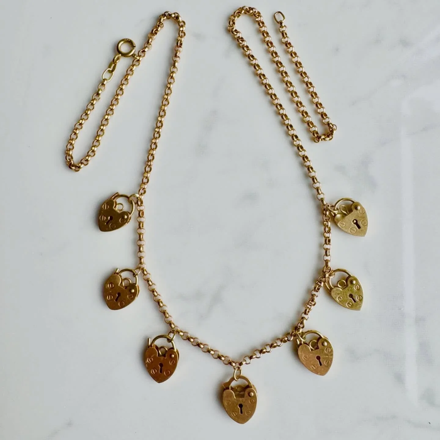 Love this one! A baby heart padlock necklace in 9ct gold - rather cool as every one of the seven padlocks opens &amp; can be removed 💛 
Available on the website now - layaway opens after 24 hours. Please message me with any questions or to be on the