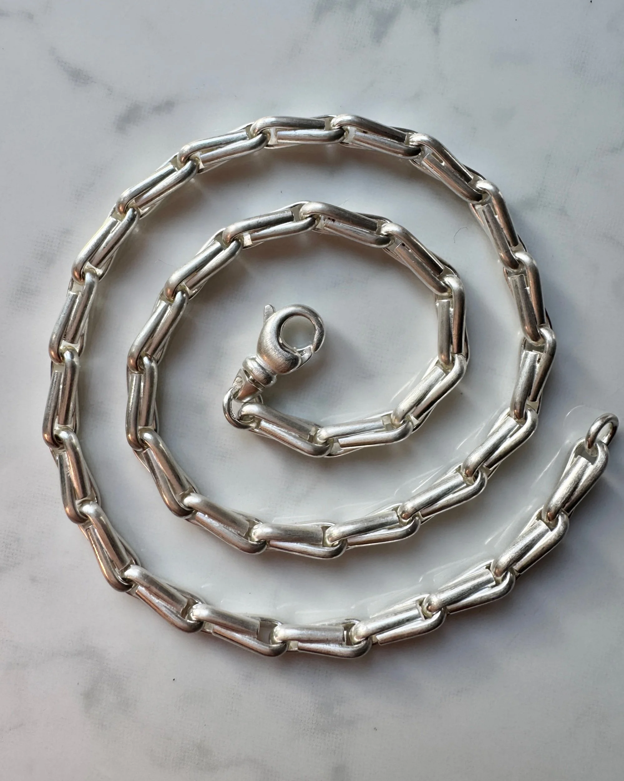Statement 18" Hayseed Link Necklace, Silver