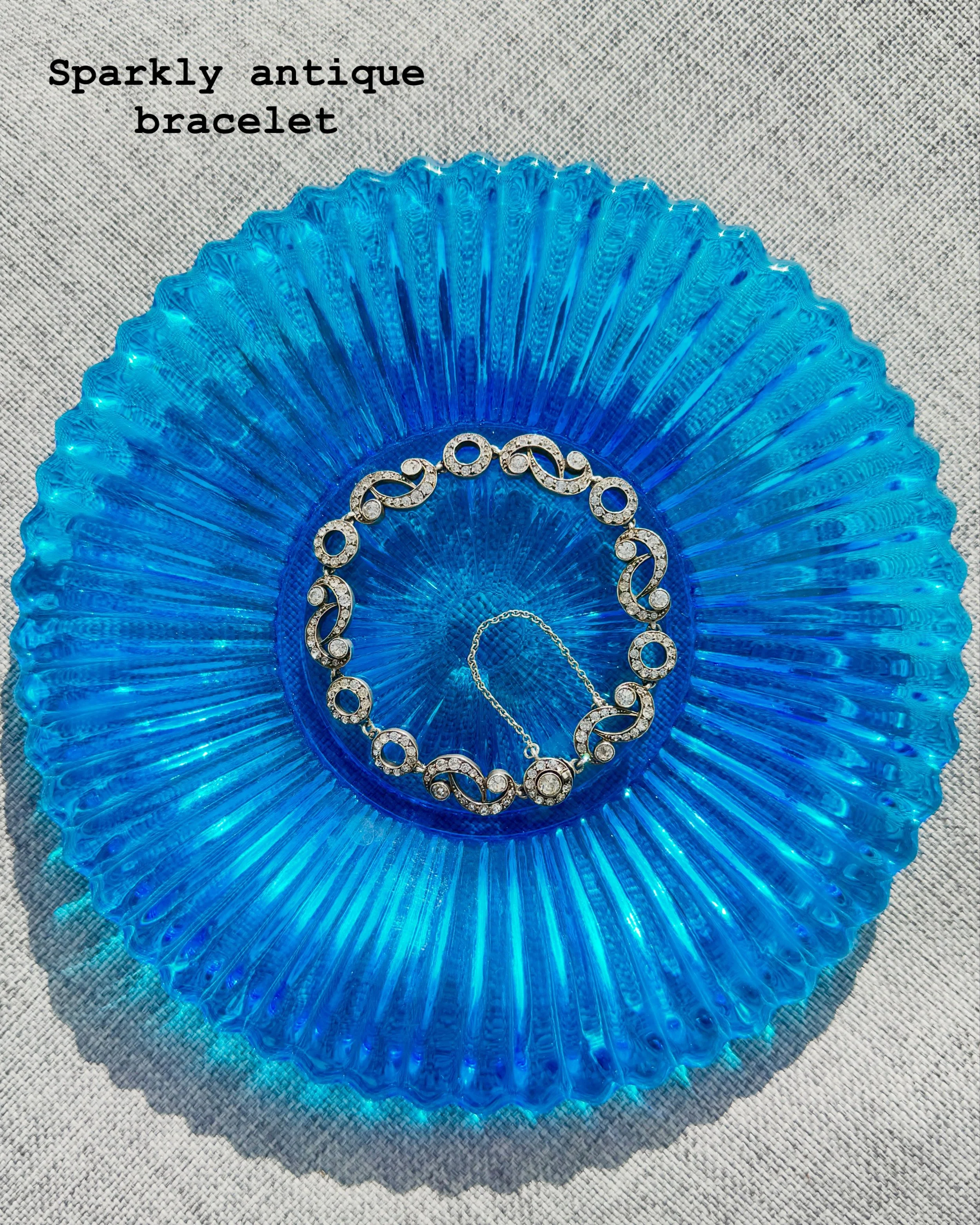 Sparkly antique paste bracelet in silver - could be diamonds! Available on the website. Happy hump day 💙