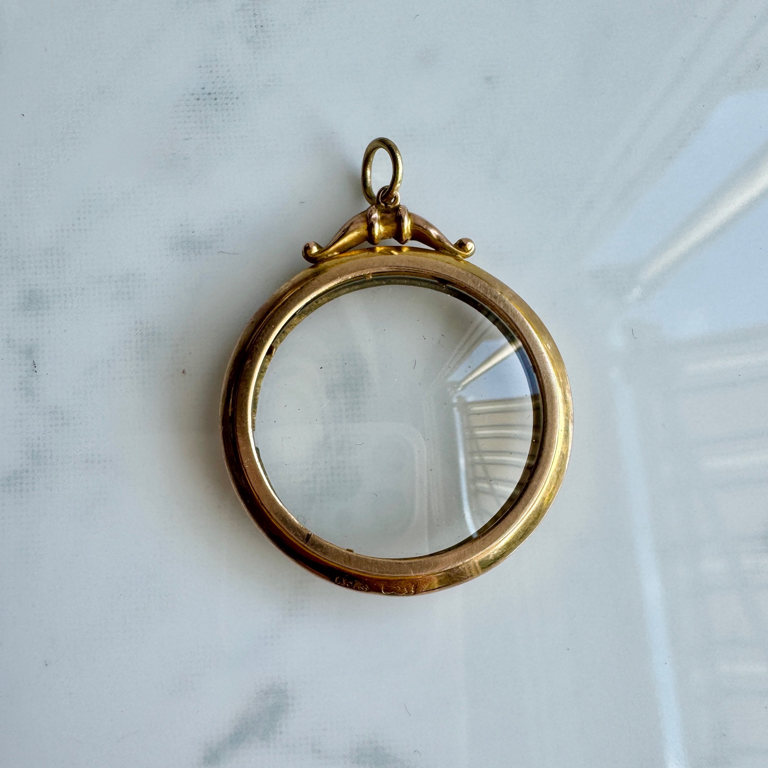 Edwardian Glass Picture Locket, 9ct
