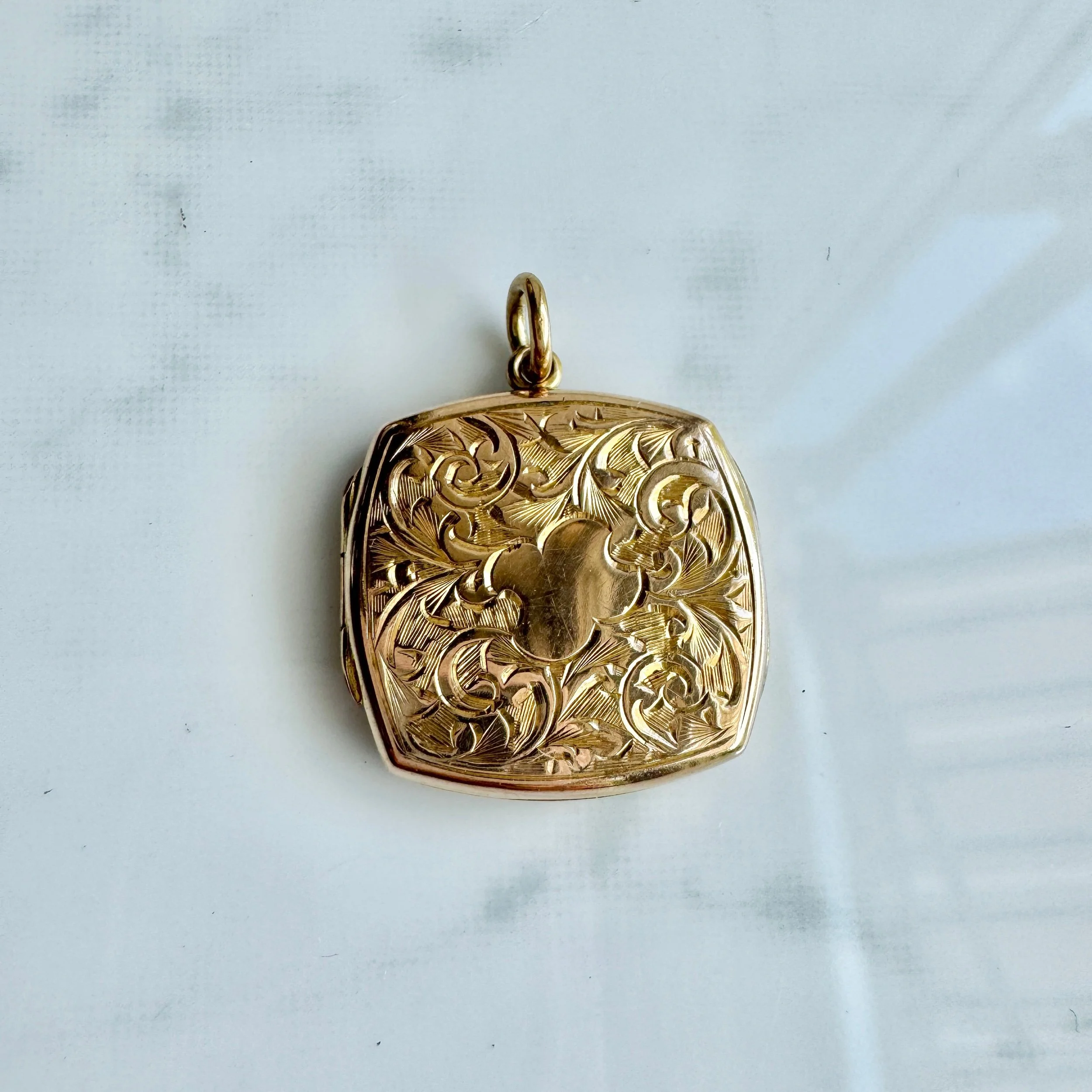 Chased Square Locket, 9ct