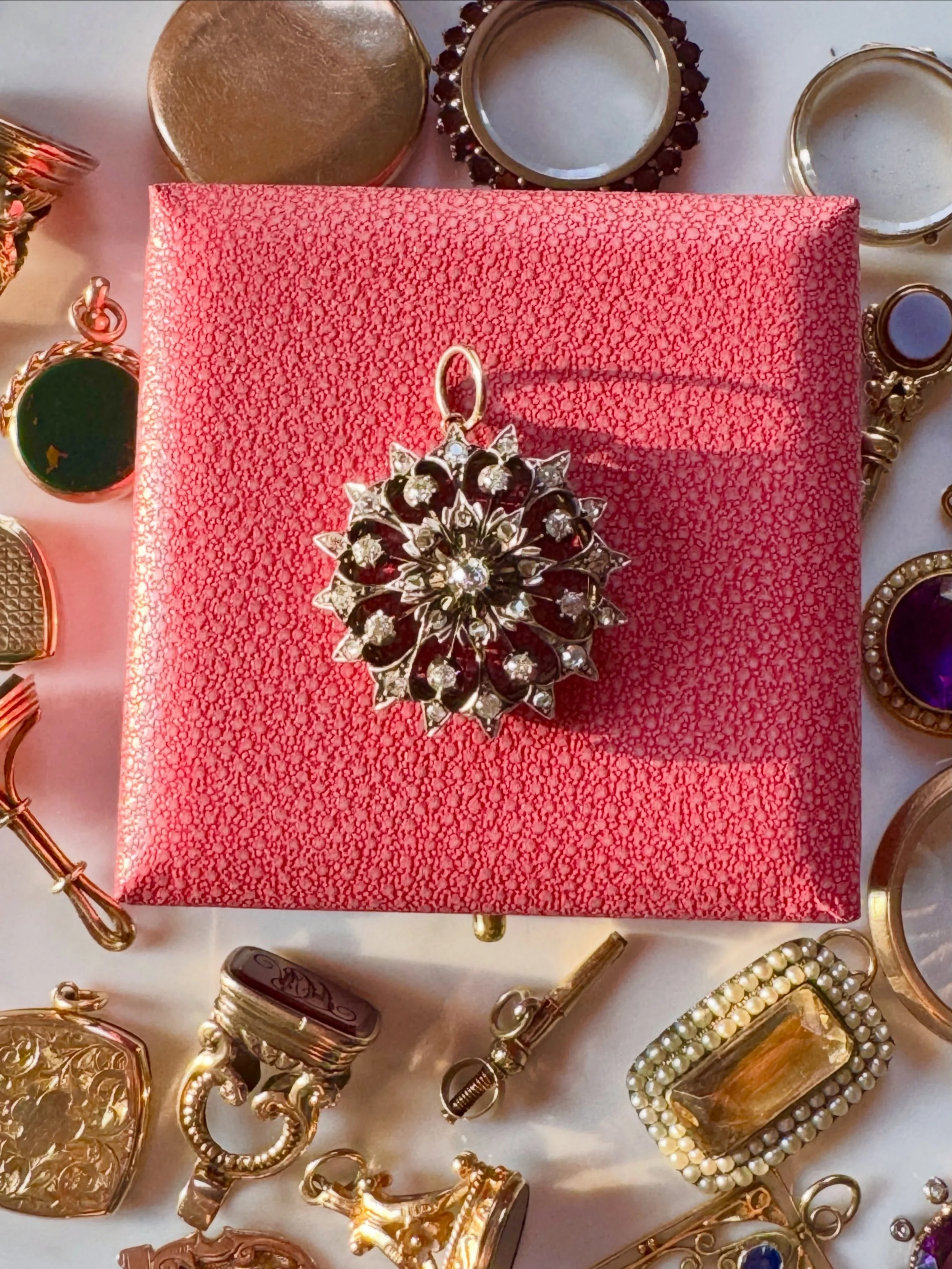 Is it a flower or is it a star? This Victorian diamond piece was once part of a tiara and the petals suggest it is a flower. although it does have star vibes. Details on the website and available on layaway if you wish. As always message me with any 