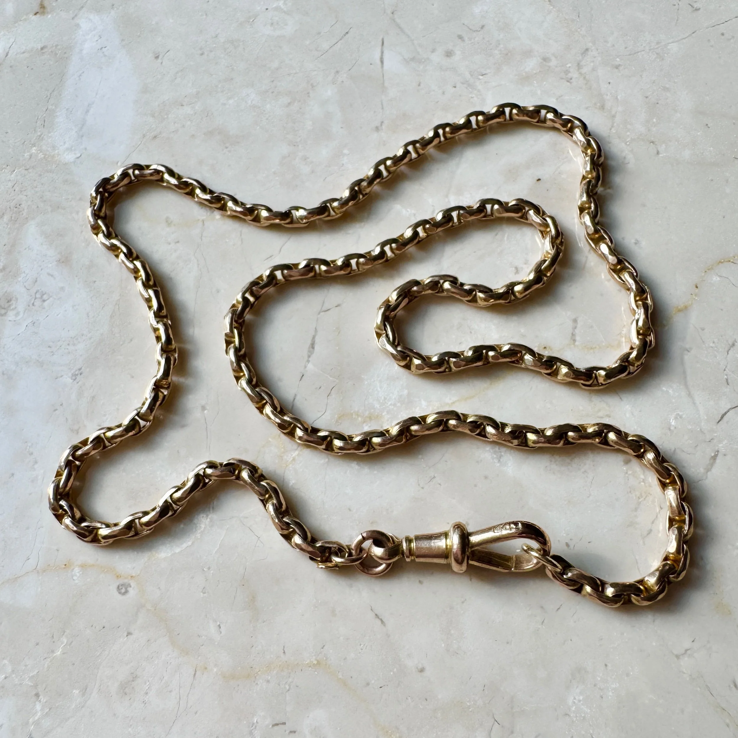 18" Antique Soft Belcher Chain Dog Clip Clasp, 9ct