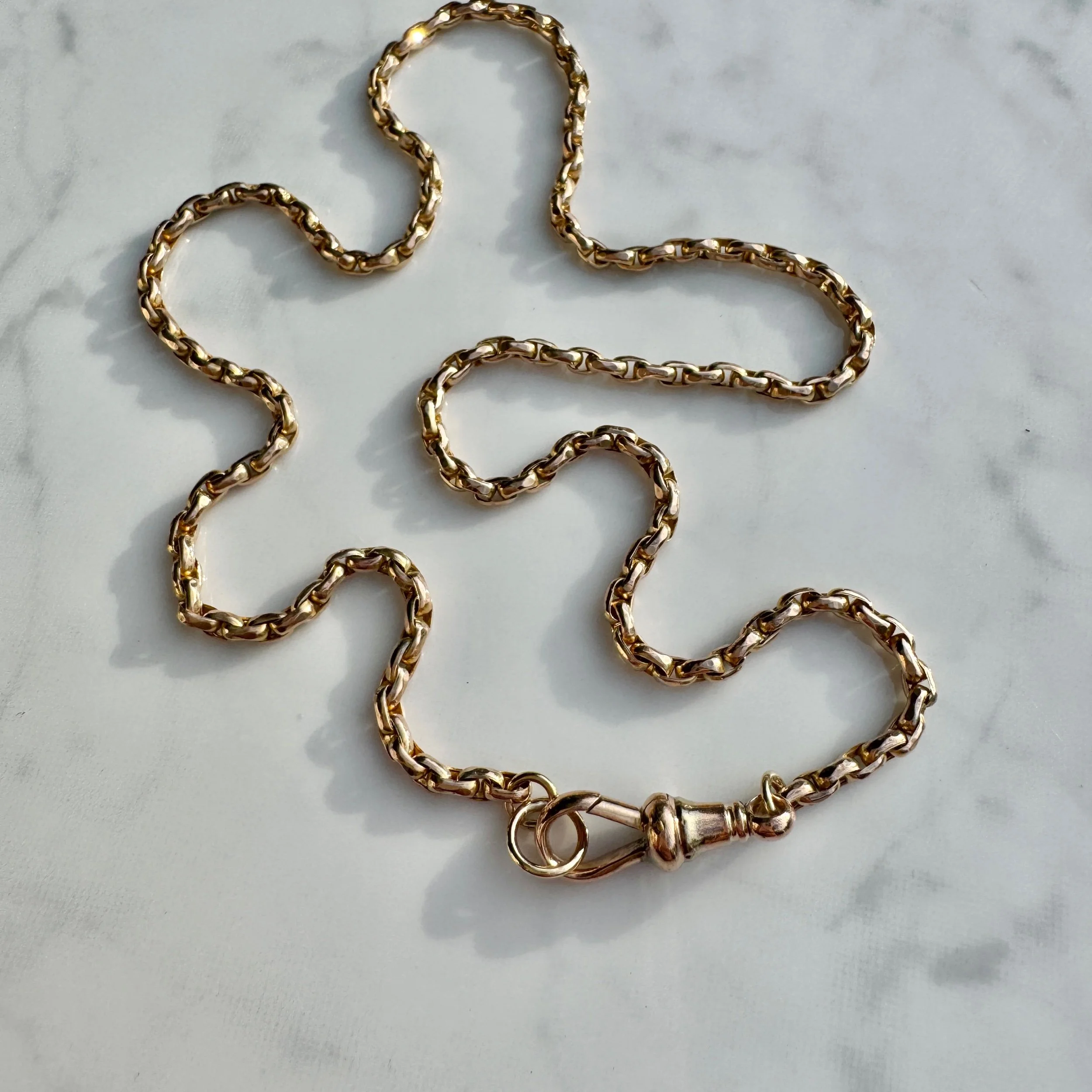 19" Antique Soft Belcher Chain Dog Clip Clasp, 9ct