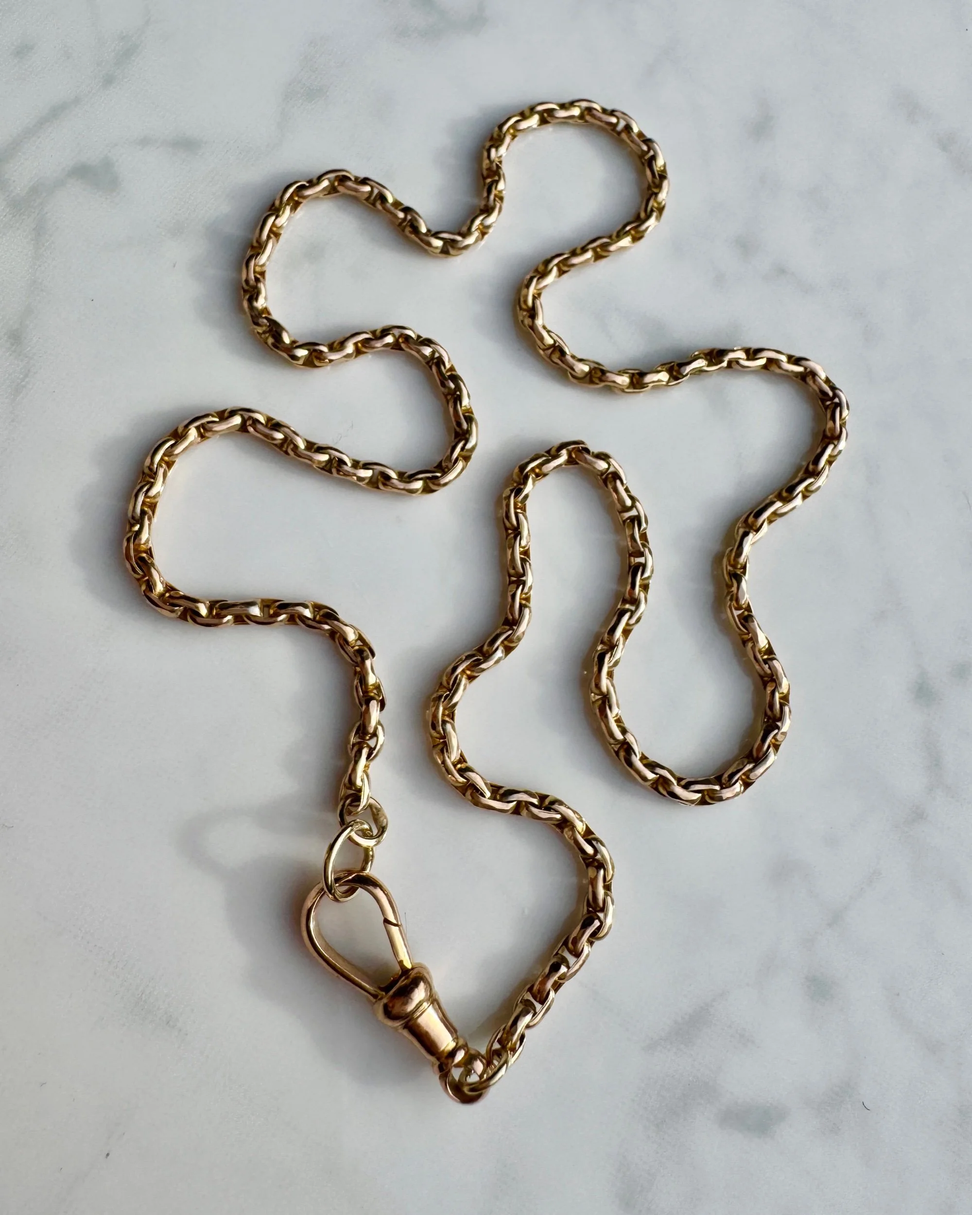 19" Antique Soft Belcher Chain Dog Clip Clasp, 9ct