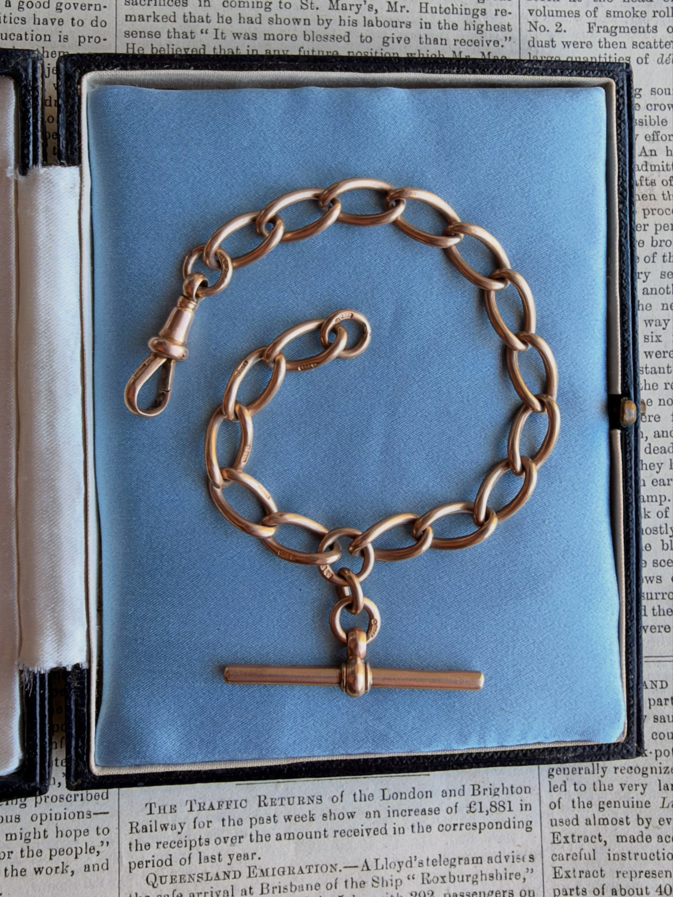 Everyone needs a chunky gold bracelet. This excellent antique, open curb bracelet in 9ct gold weighs 24.5g and is 8.5&rdquo; long. Perfect as an everyday staple or as an extender to another chain. 
Available - with details on the website - linked in 