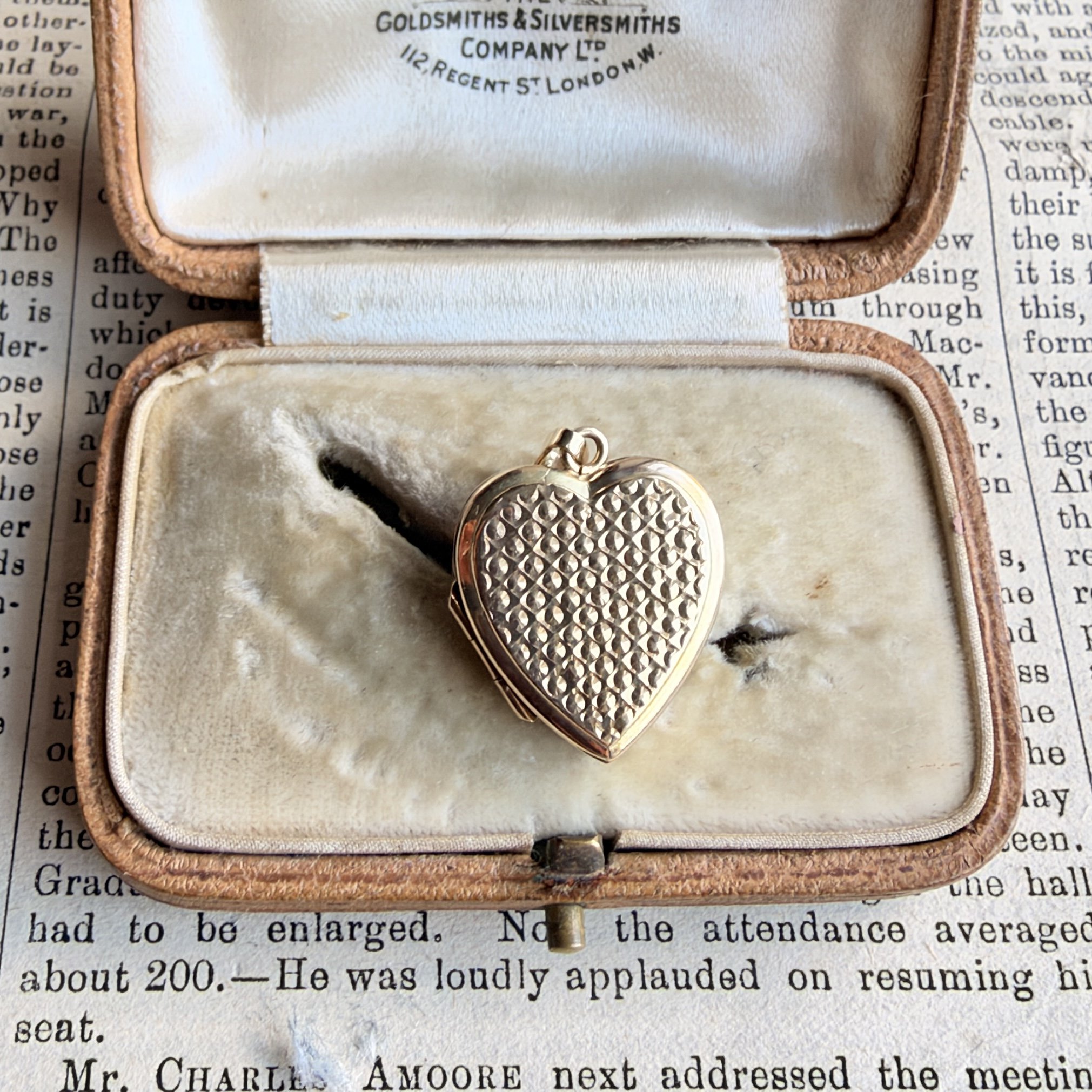 Vintage Chequerboard Heart Locket, 9ct