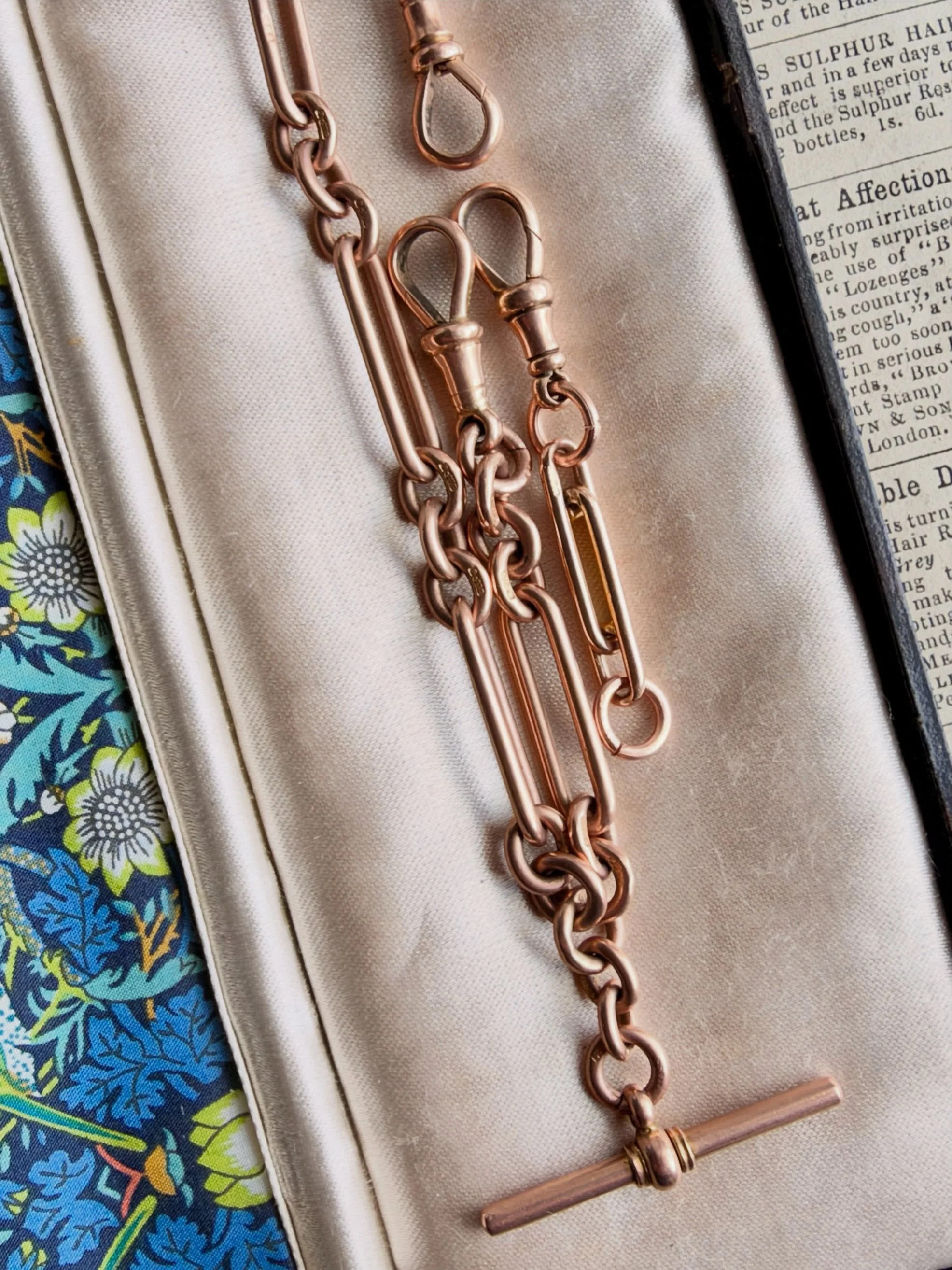 A versatile staple &amp; the star of any collection - an antique trombone link Albert with T bar and extender. 17&rdquo; with triple dog clips and weighing a satisfying 50g this beauty is available on the website now. Layaway will open in 24 hours. M
