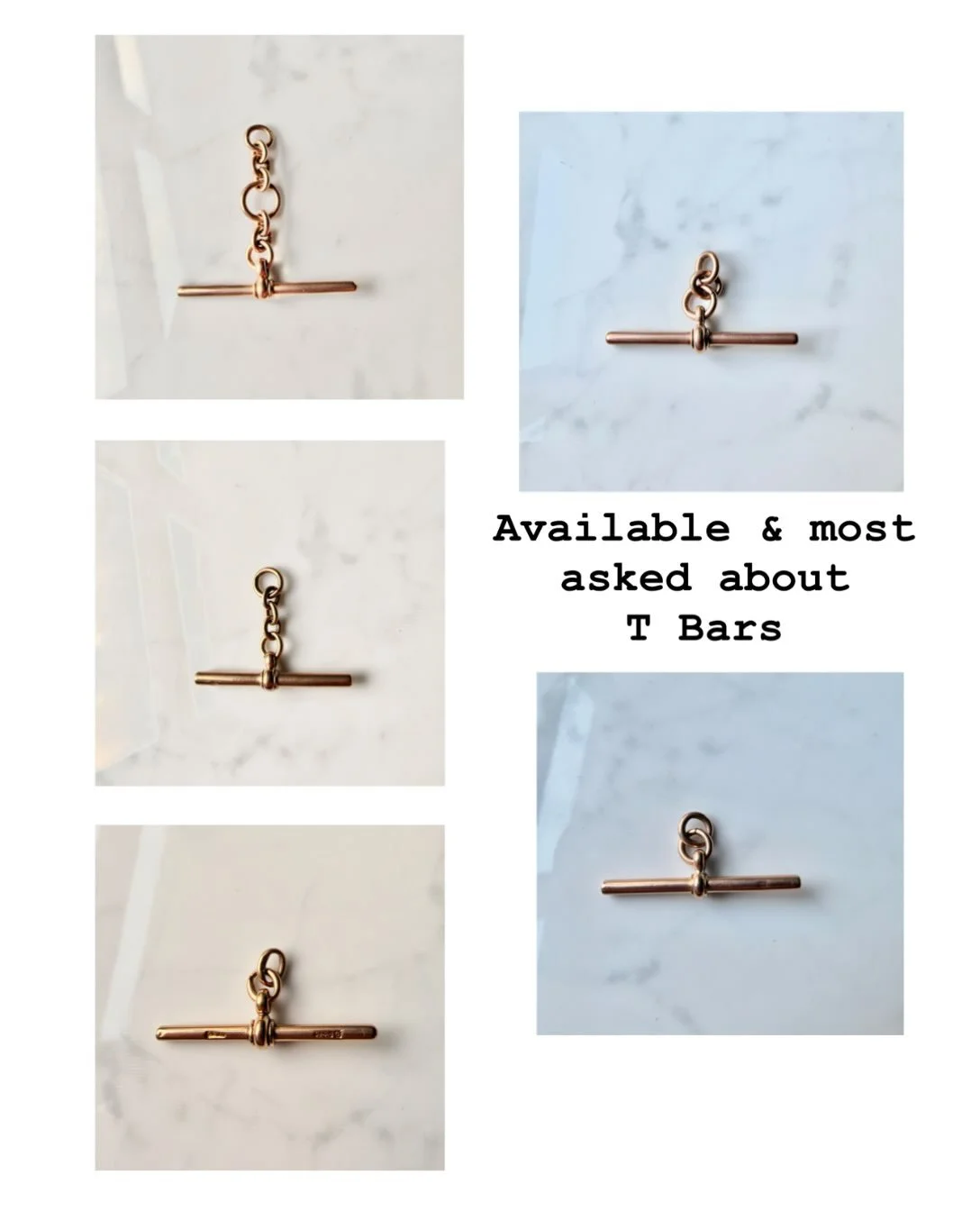 Antique T bars in 9ct gold. You asked &amp; here they are - all available on the website and linked in Stories ⛓️💛