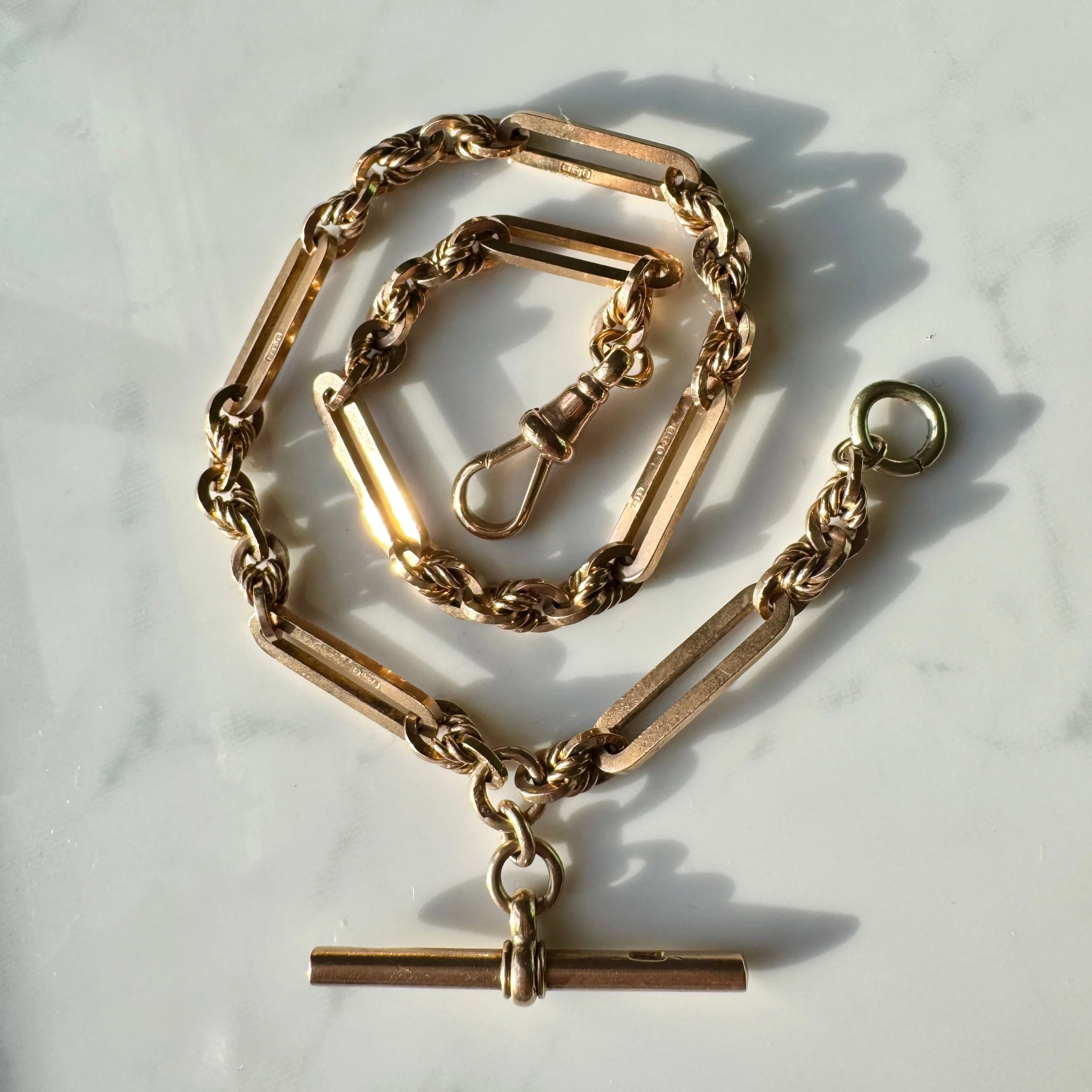 Antique 13"Lover's Knot Albert Chain, 9ct