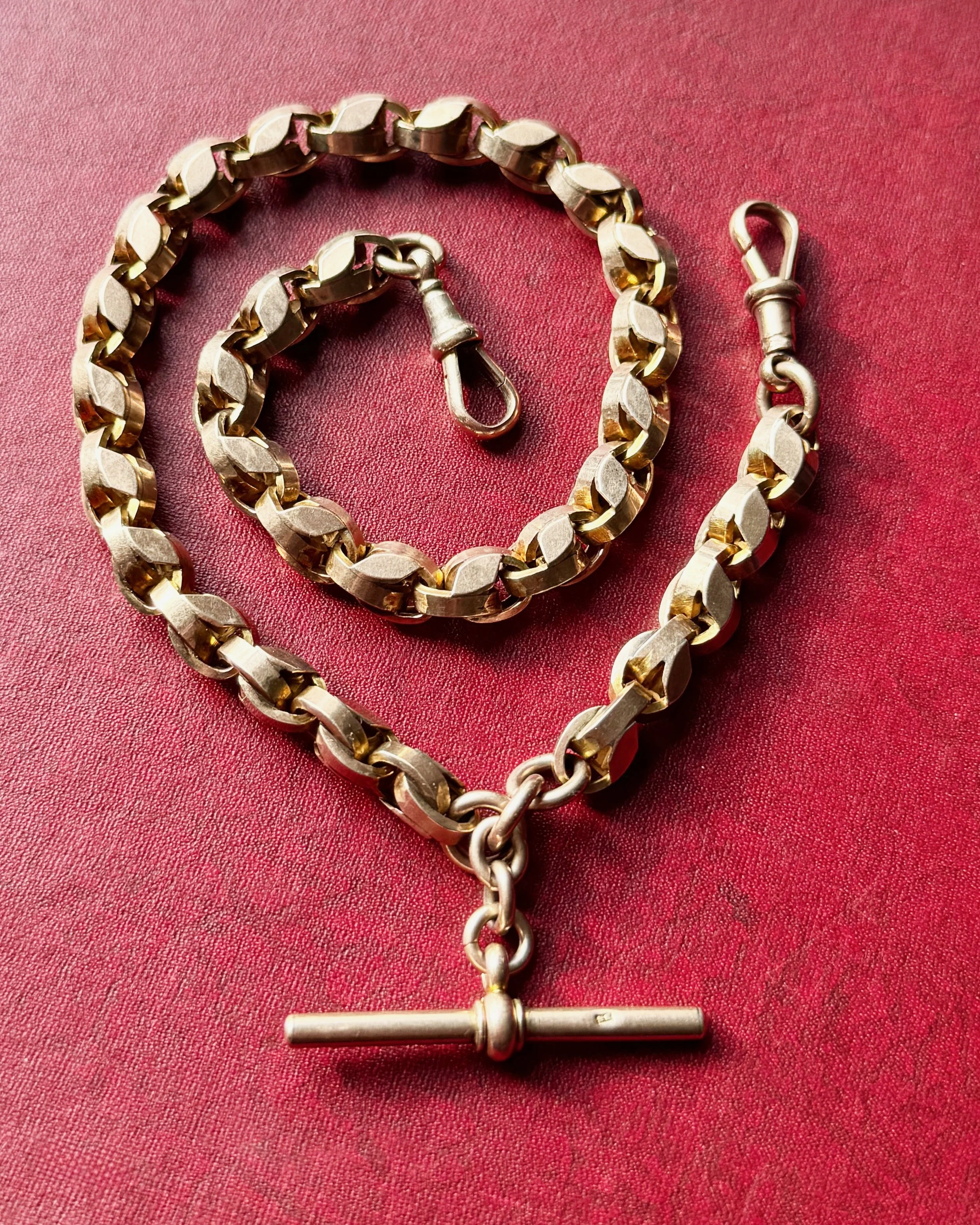 15" Antique Tulip Double Albert Chain, 9ct