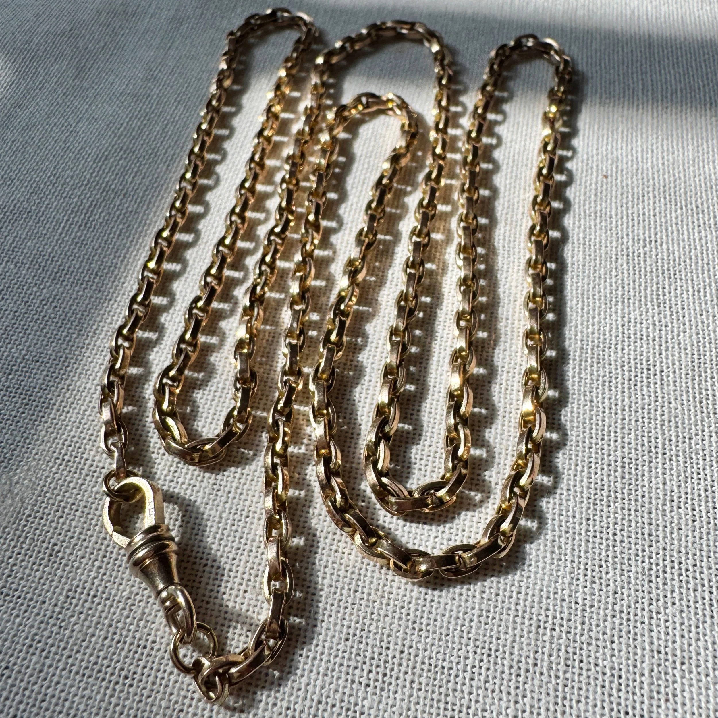 32.5" Antique Belcher Chain Dog Clip Clasp, 9ct