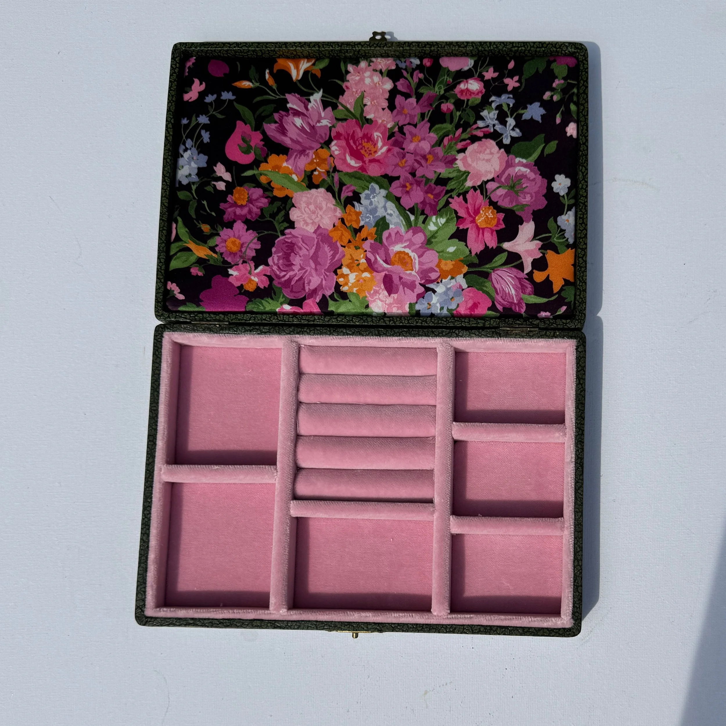 Antique Pink Velvet Jewellery Box,  Liberty of London Lid