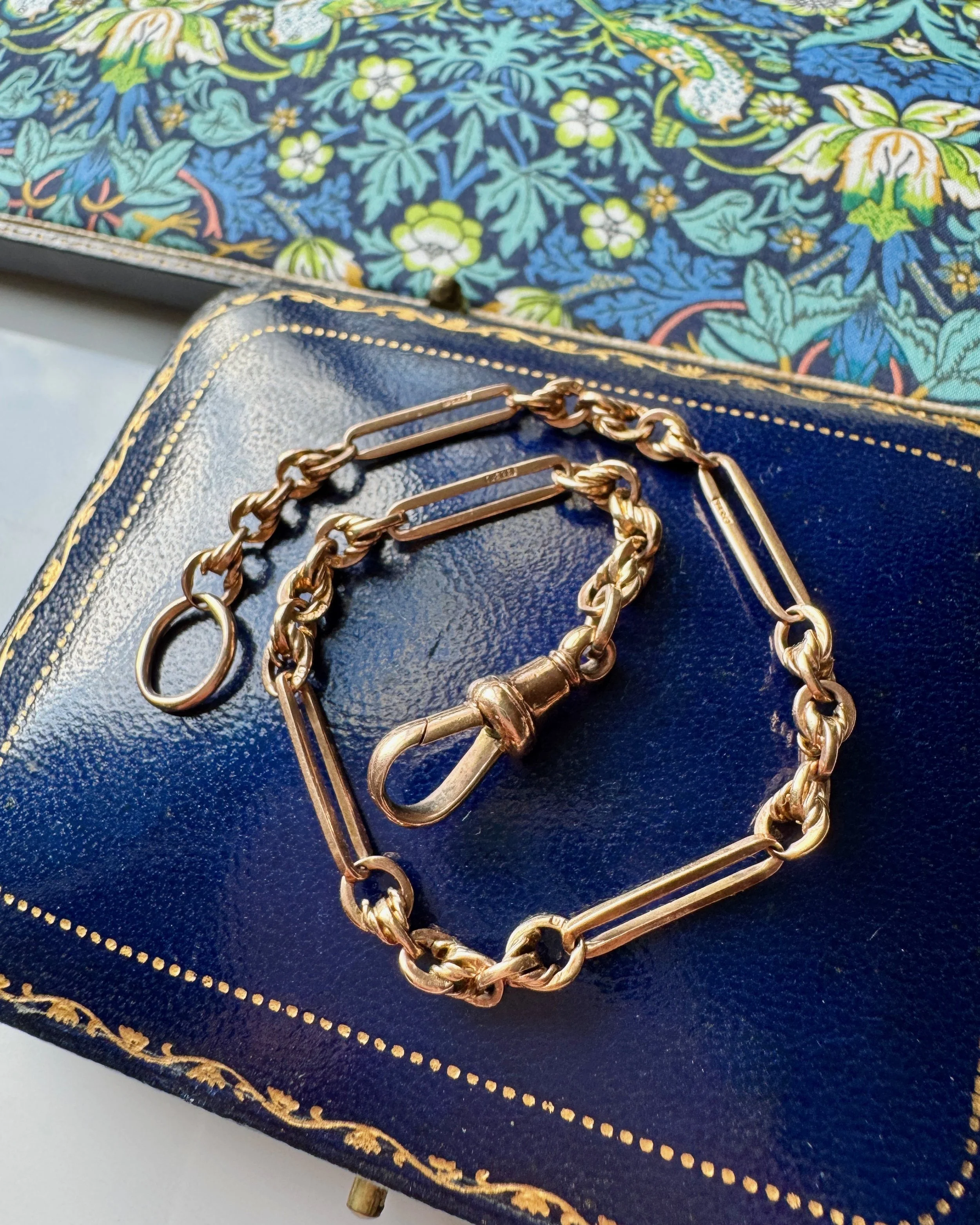 Antique Trombone & Lovers' Knot Link Bracelet, 9ct