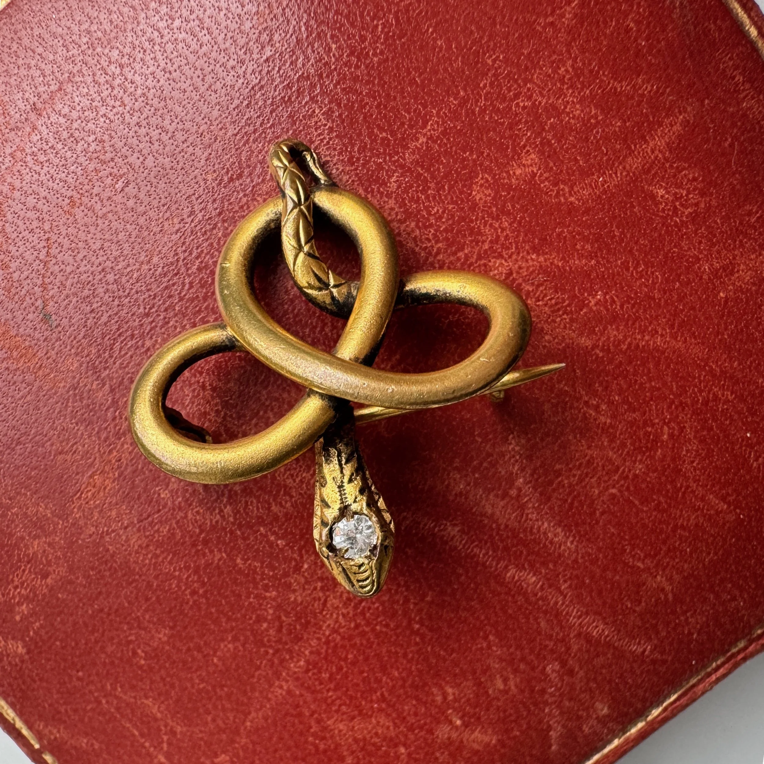 Antique French FIX Diamond Paste Snake Brooch & Pendant