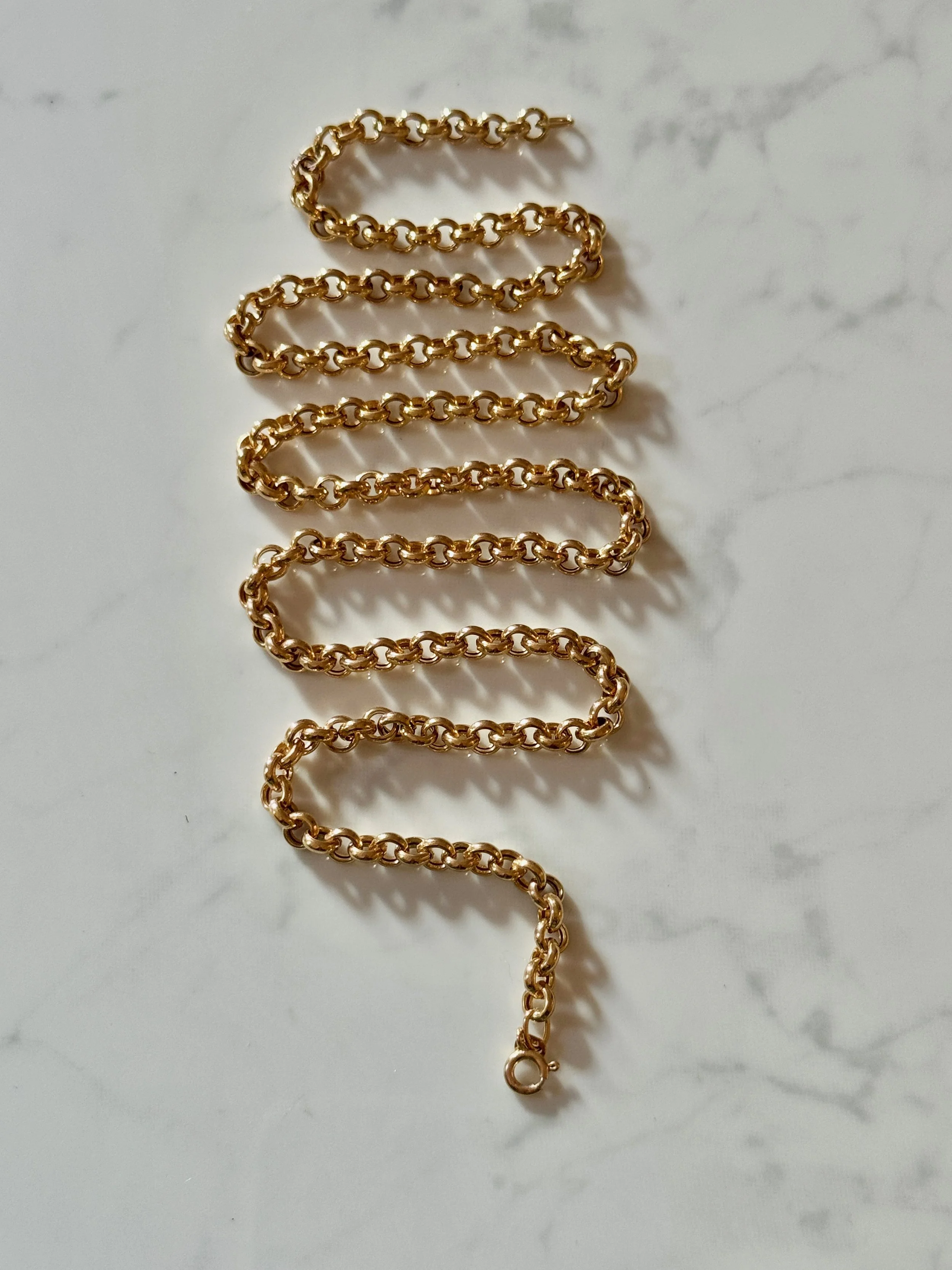 Large 24.5" Vintage Rolo Link Chain, 9ct